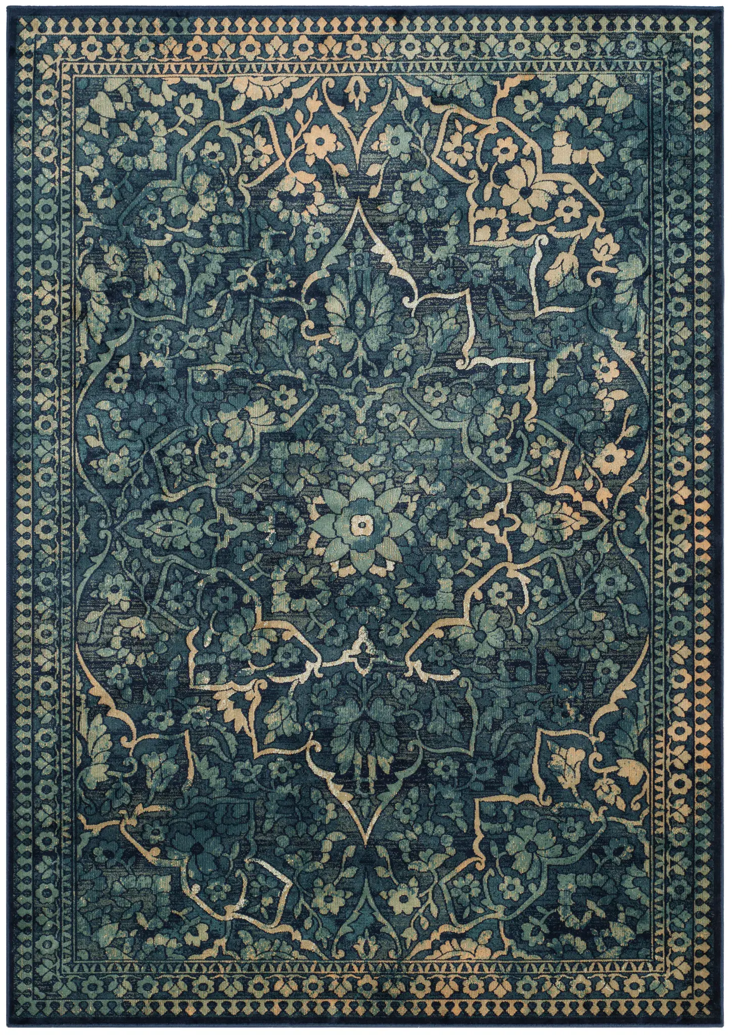 Vintage Traditional Faded Medallion Rug