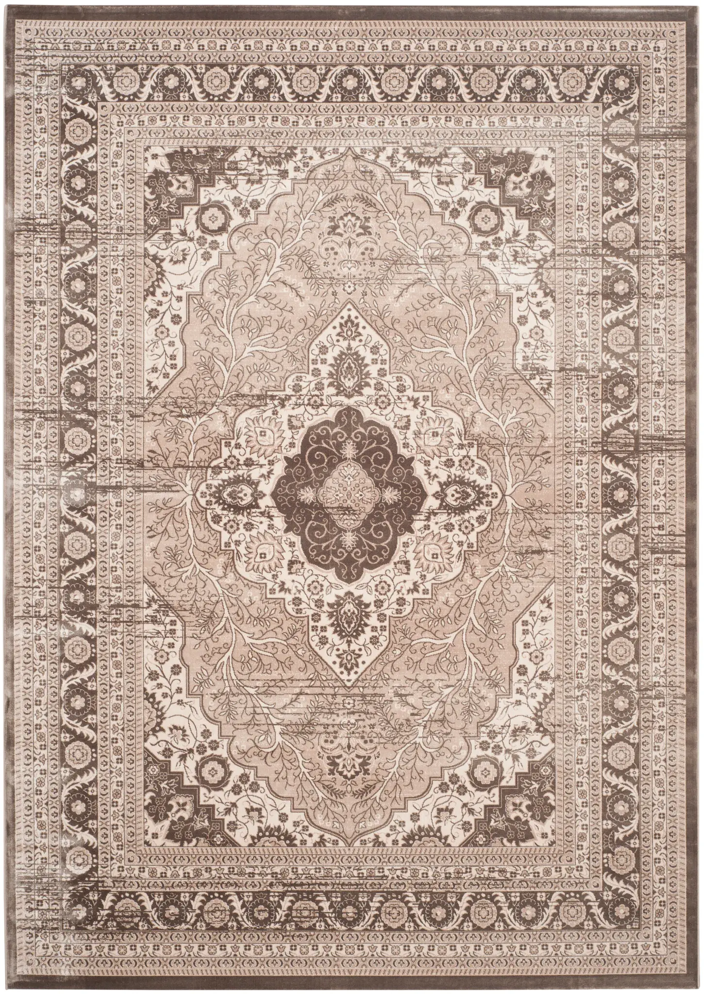 Vintage Ornamental Medallion Viscose Rug