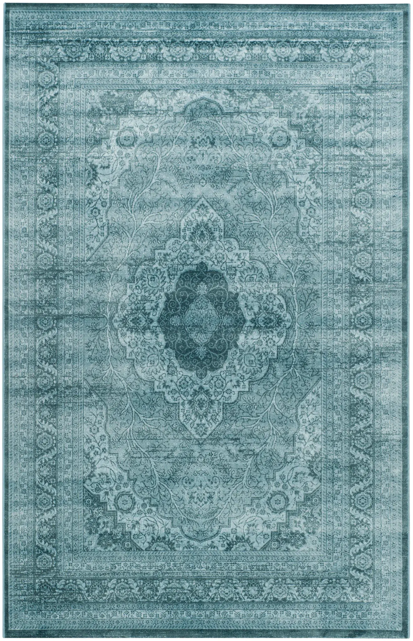 Vintage Ornamental Medallion Viscose Rug