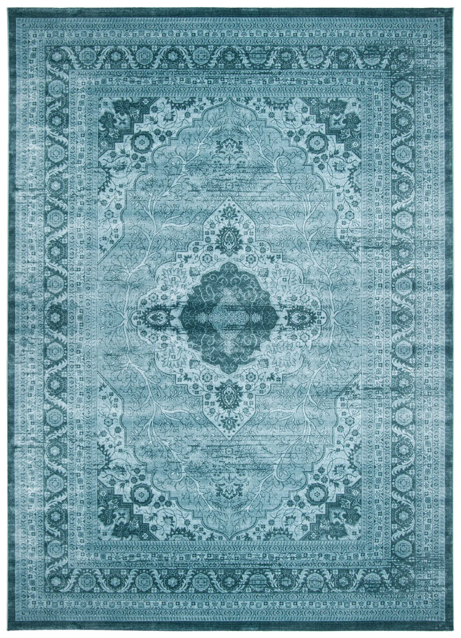 Vintage Ornamental Medallion Viscose Rug