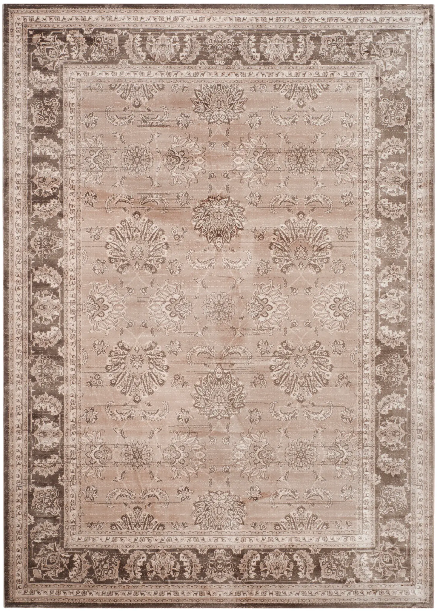 Vintage Floral Bordered Viscose Rug