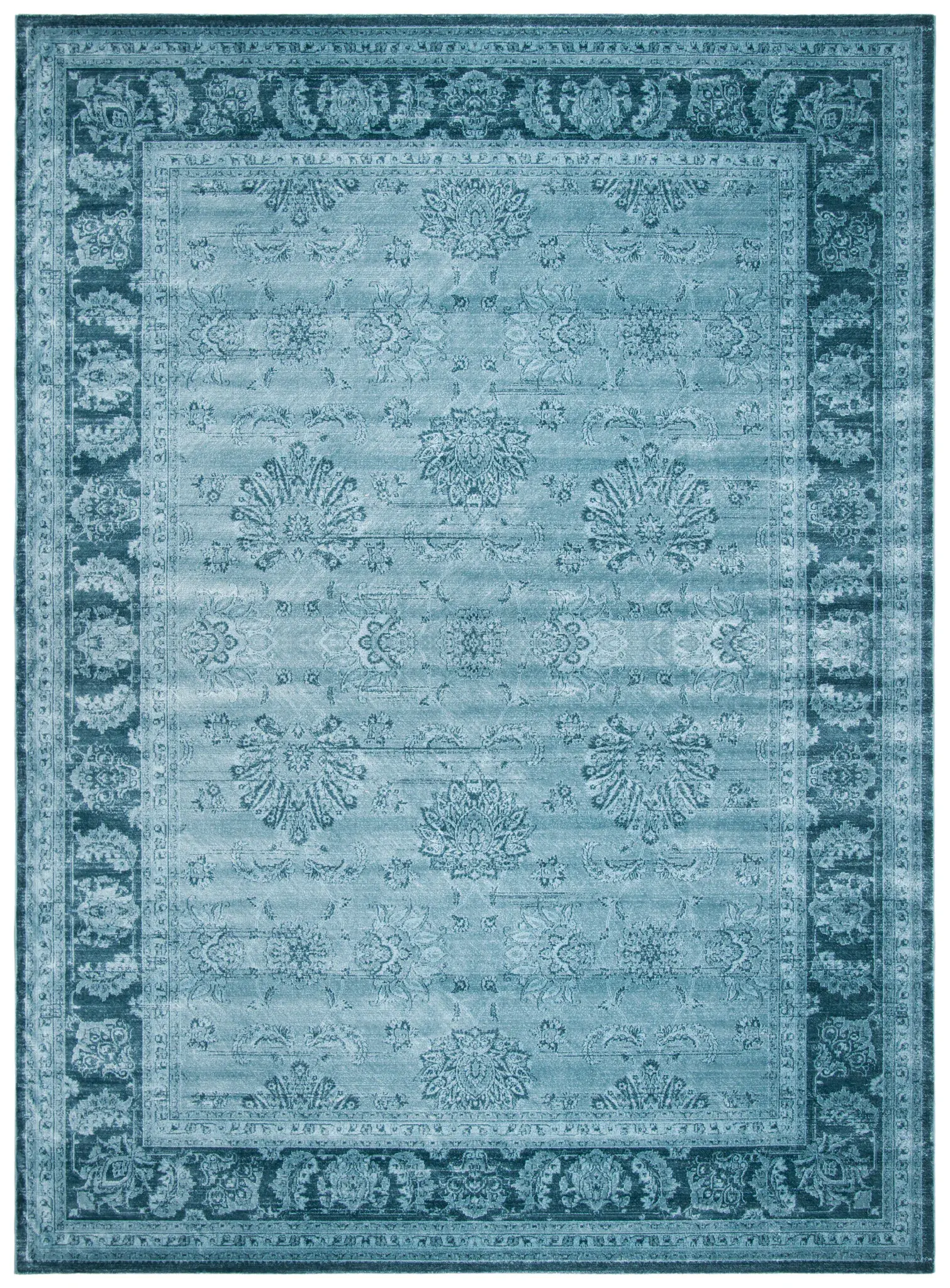 Vintage Floral Bordered Viscose Rug