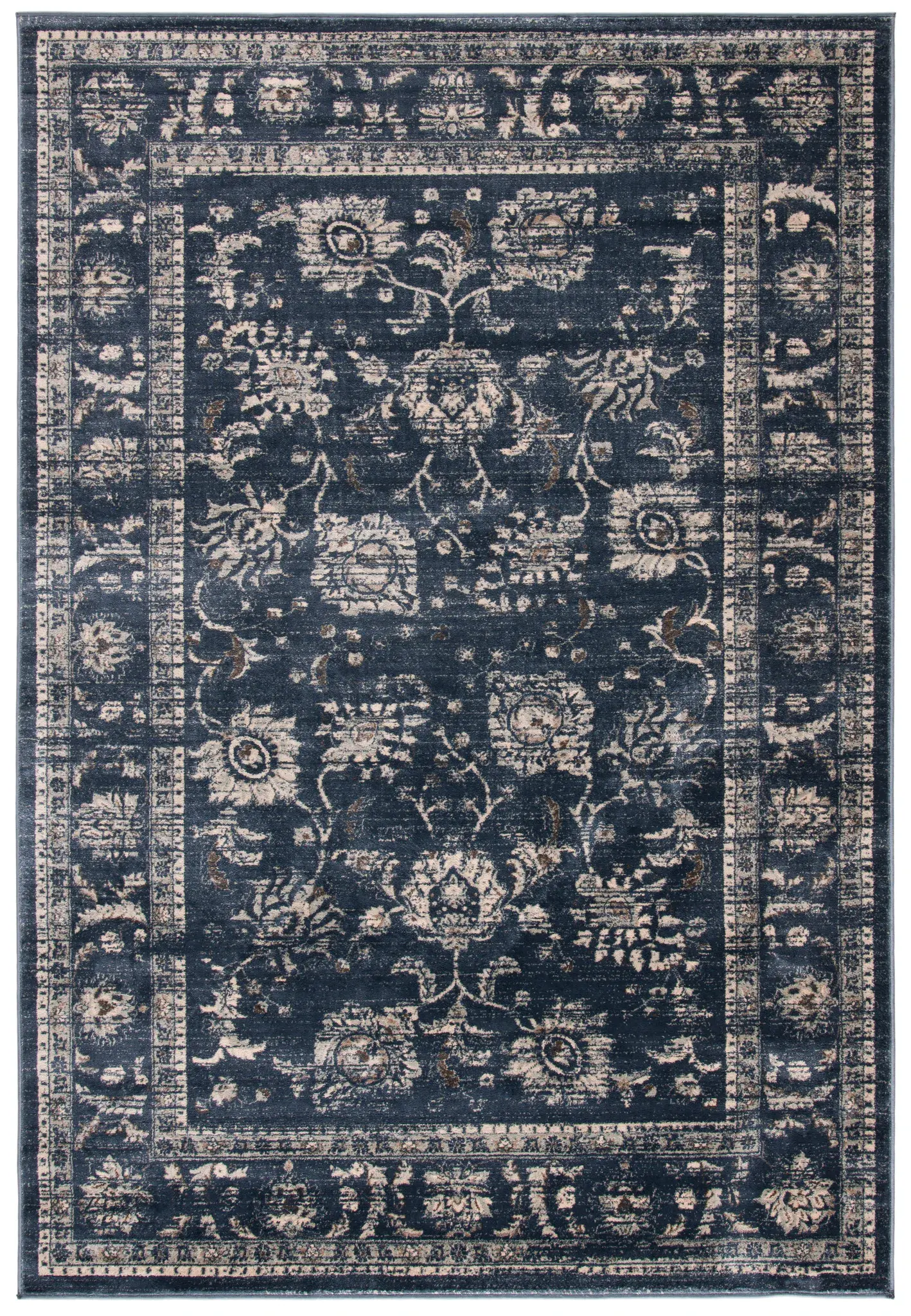 Vintage Floral Bordered Rug