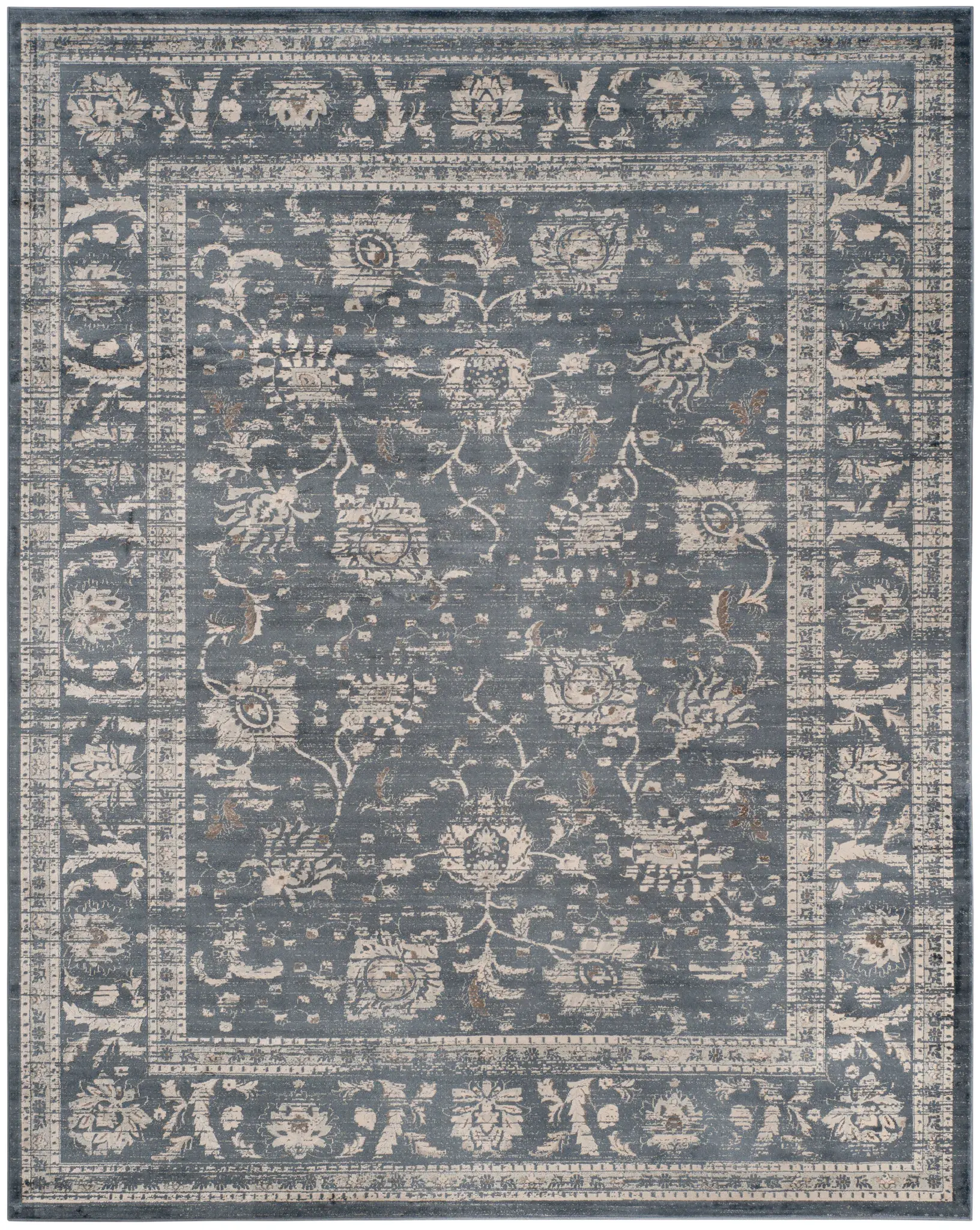 Vintage Floral Bordered Rug