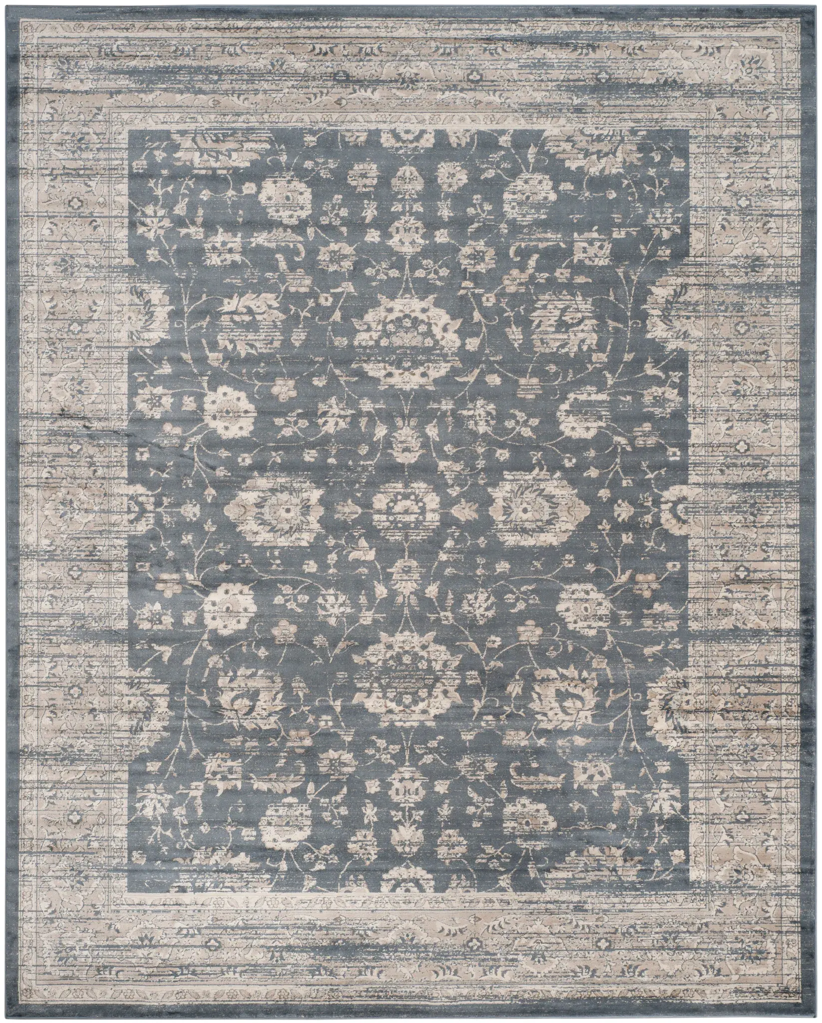 Vintage Distressed Floral Vine Rug
