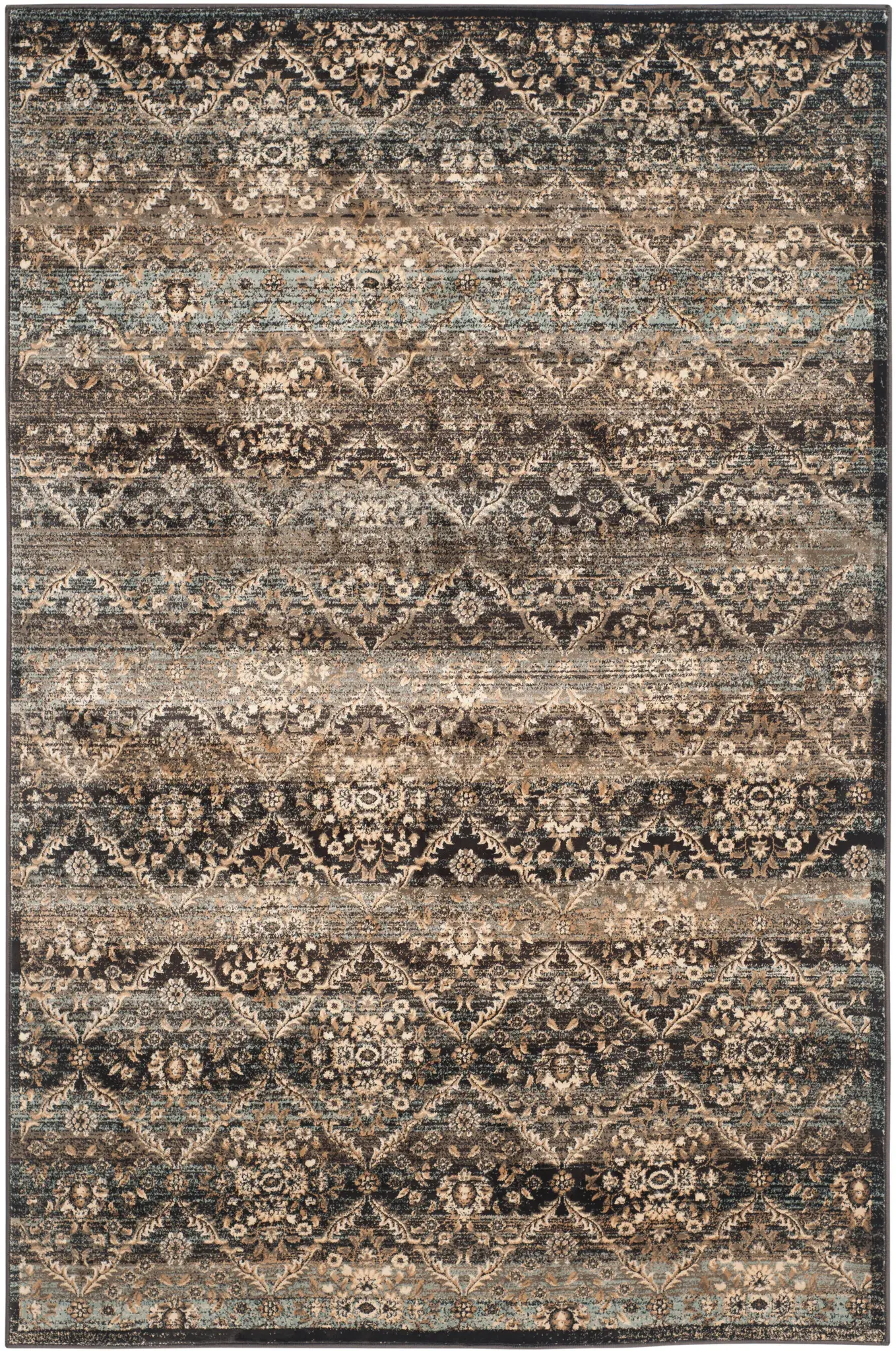 Vintage Traditional Floral Diamond Rug