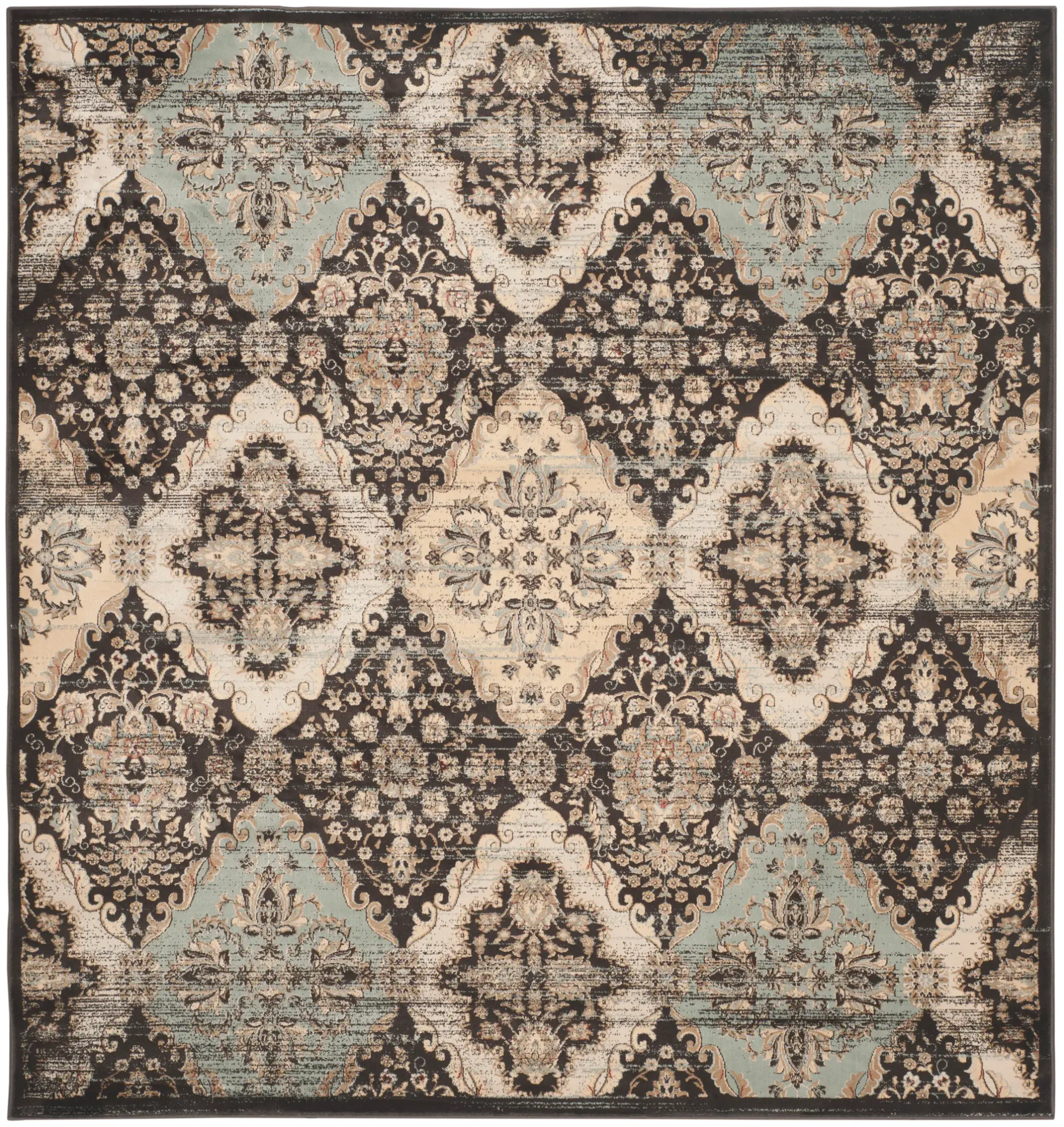 Vintage Traditional Floral Diamond Rug