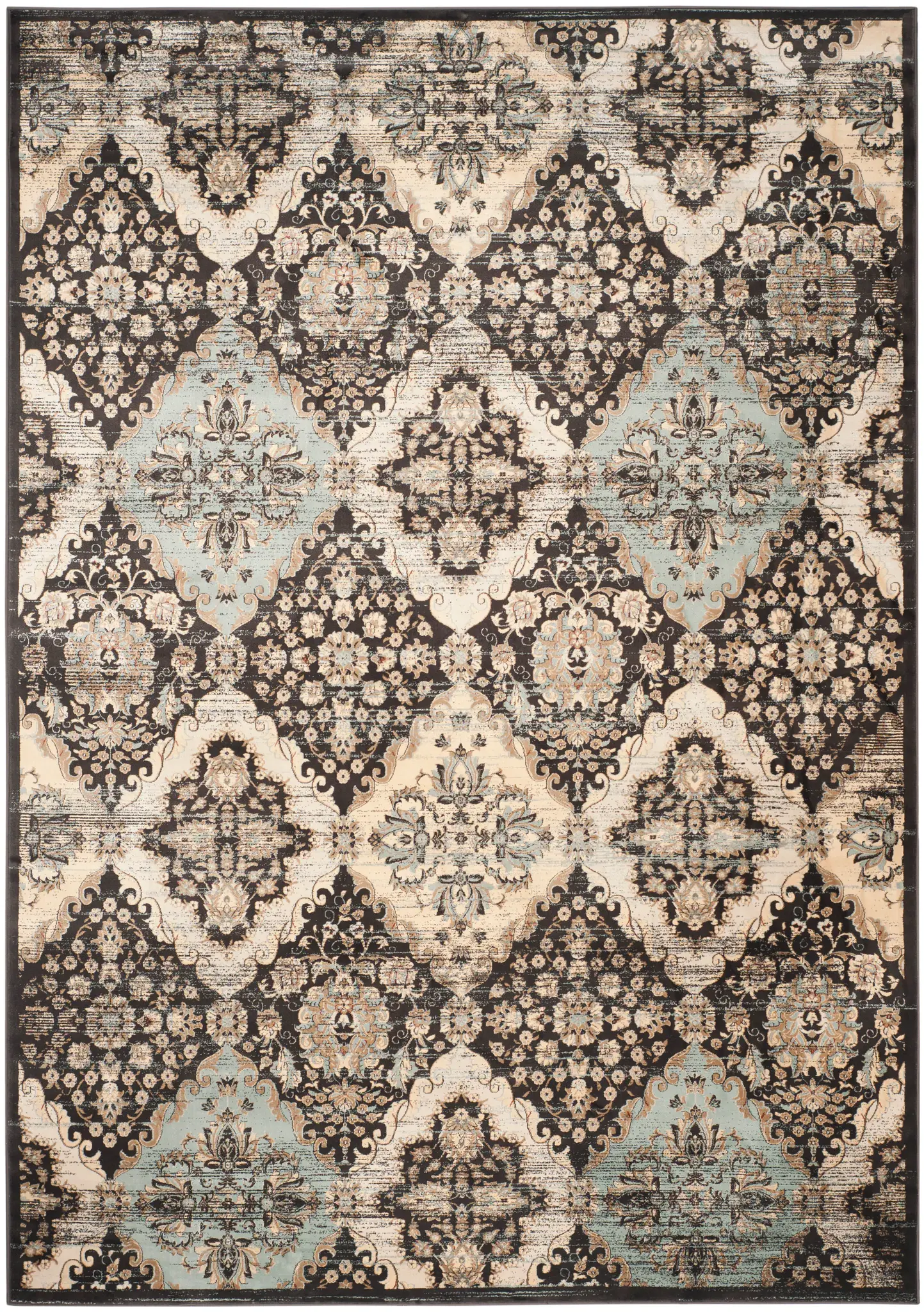 Vintage Traditional Floral Diamond Rug