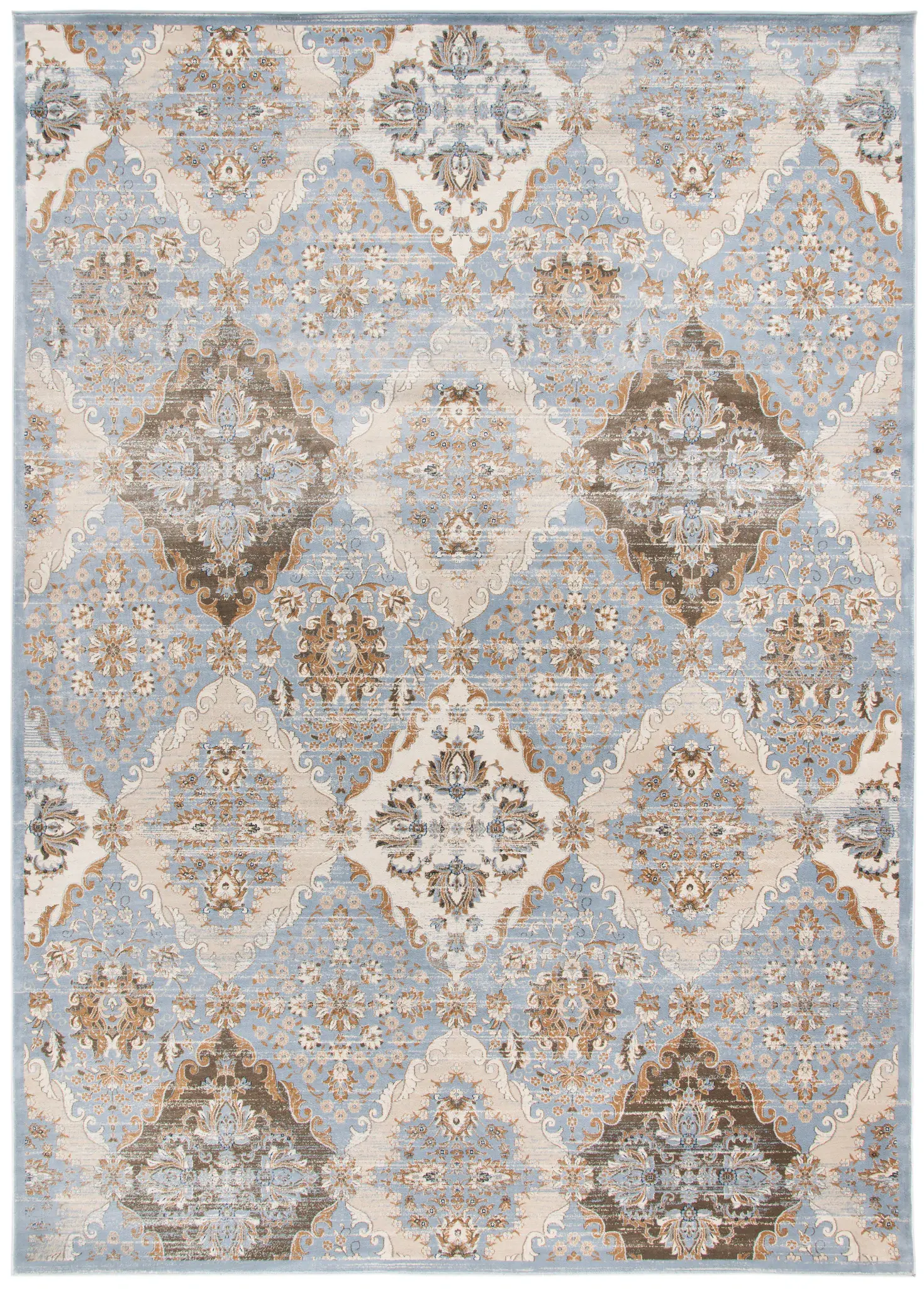 Vintage Traditional Floral Diamond Rug