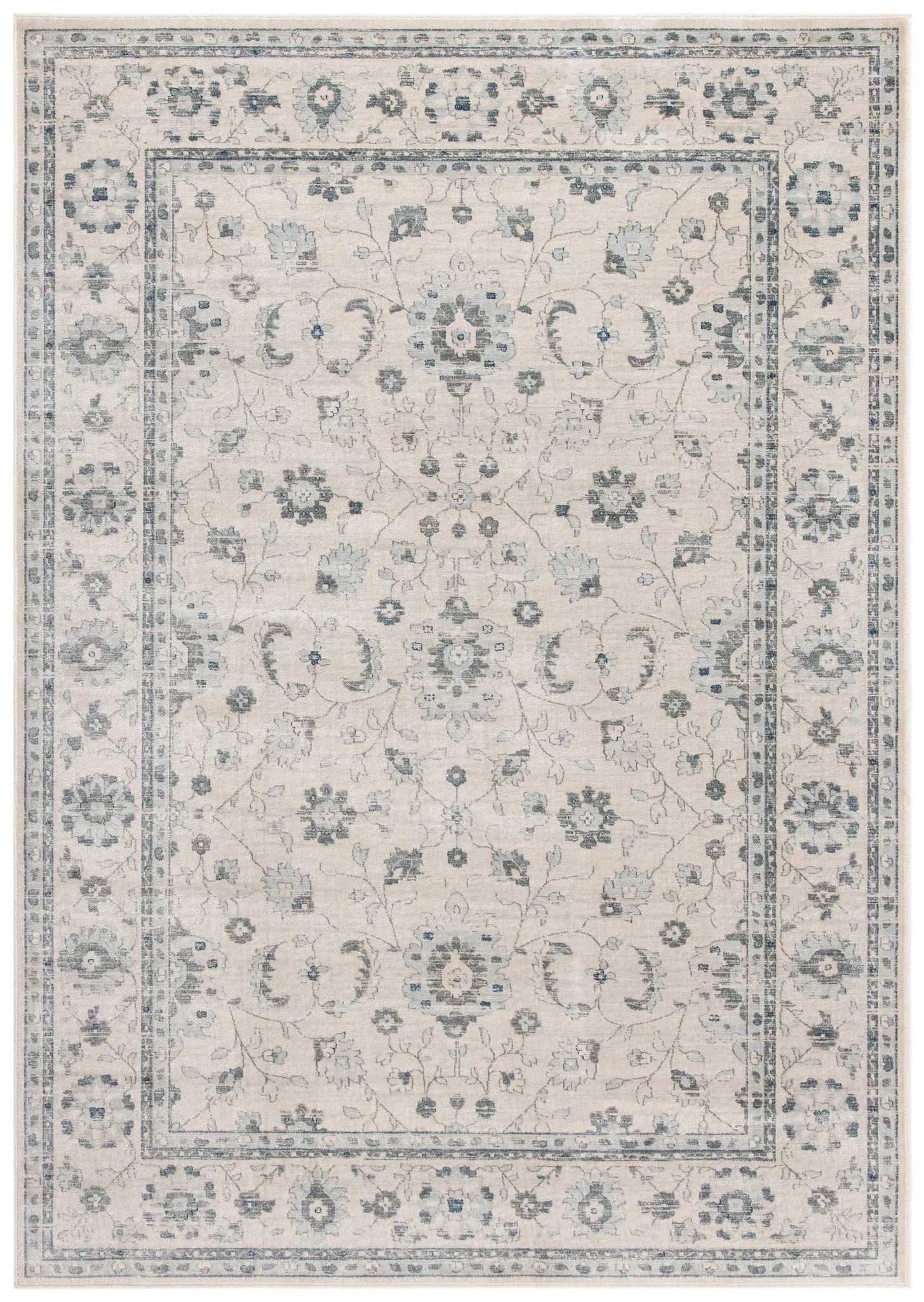 Vintage Rosette Vine Bordered Rug