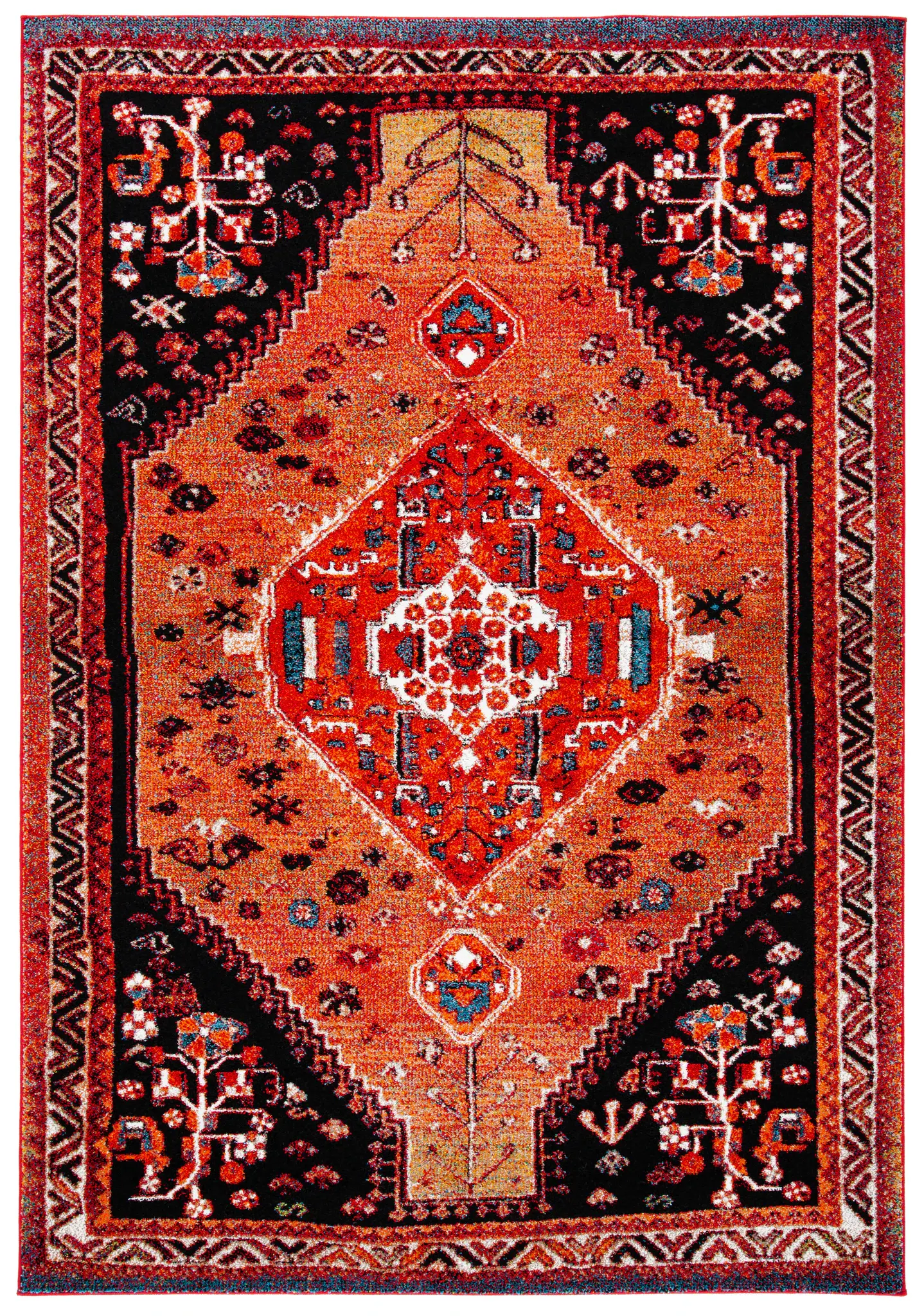 Vintage Hamadan Diamond Medallion Rug