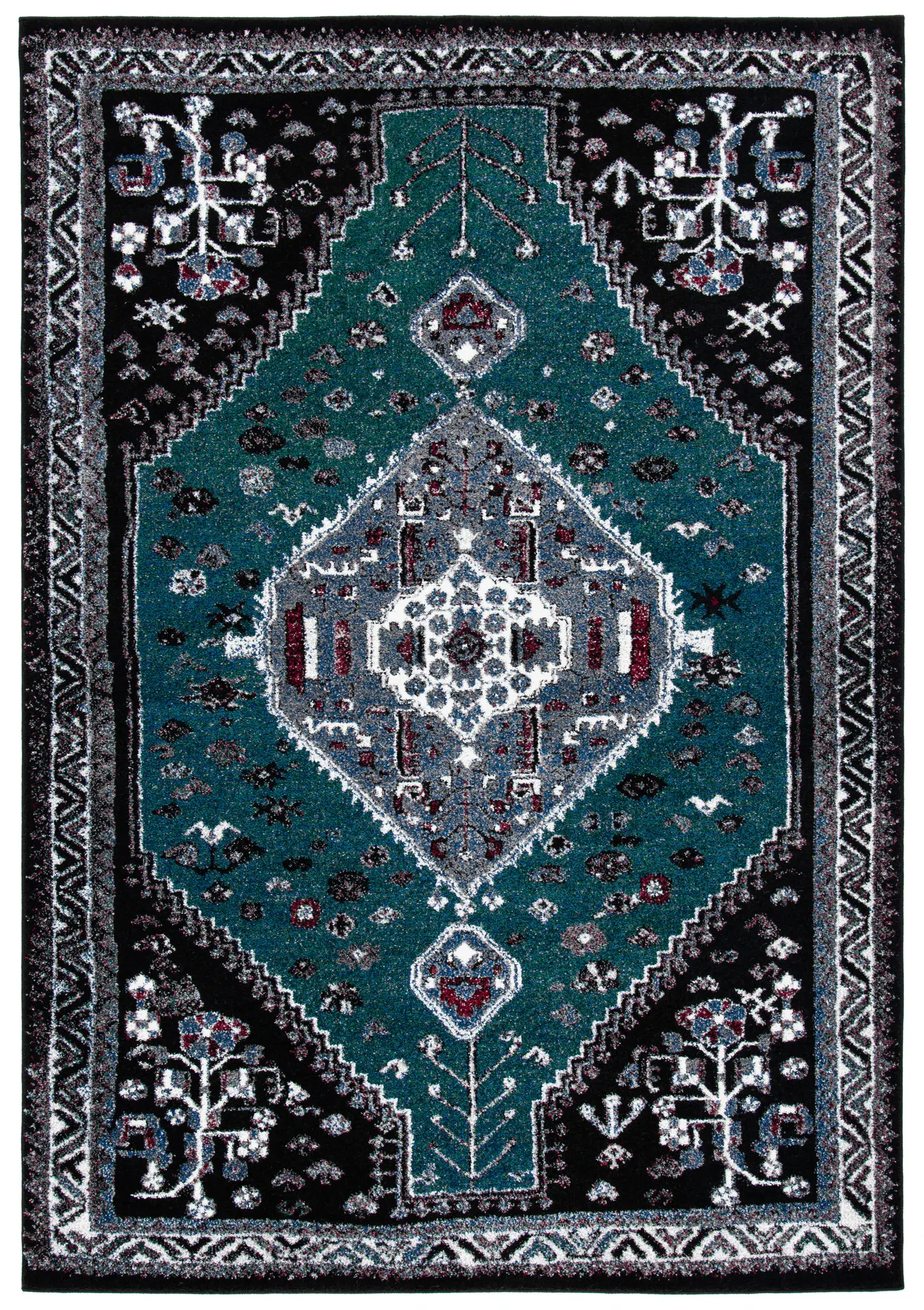 Vintage Hamadan Diamond Medallion Rug