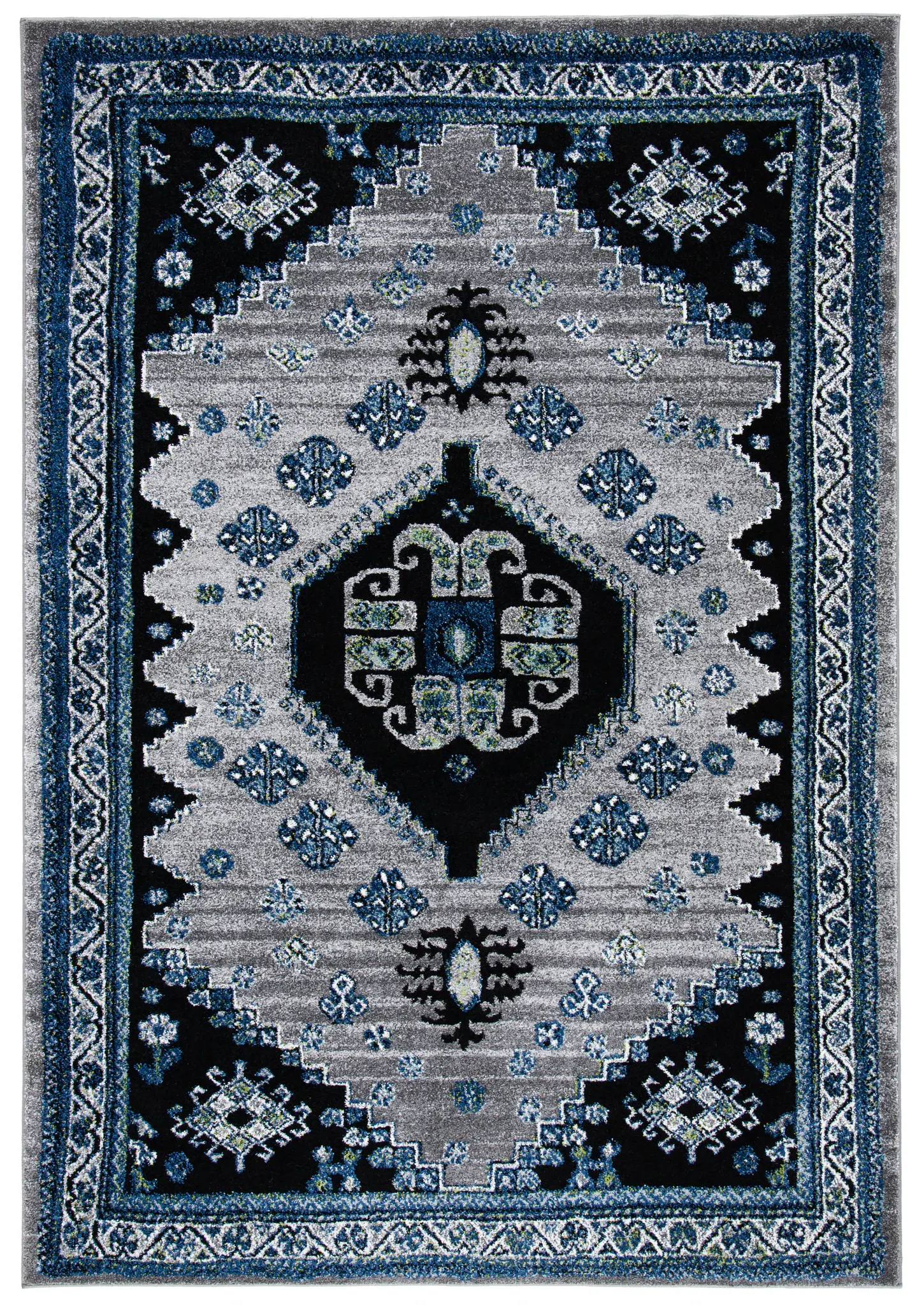 Vintage Hamadan Tribal Stepped Medallion Rug