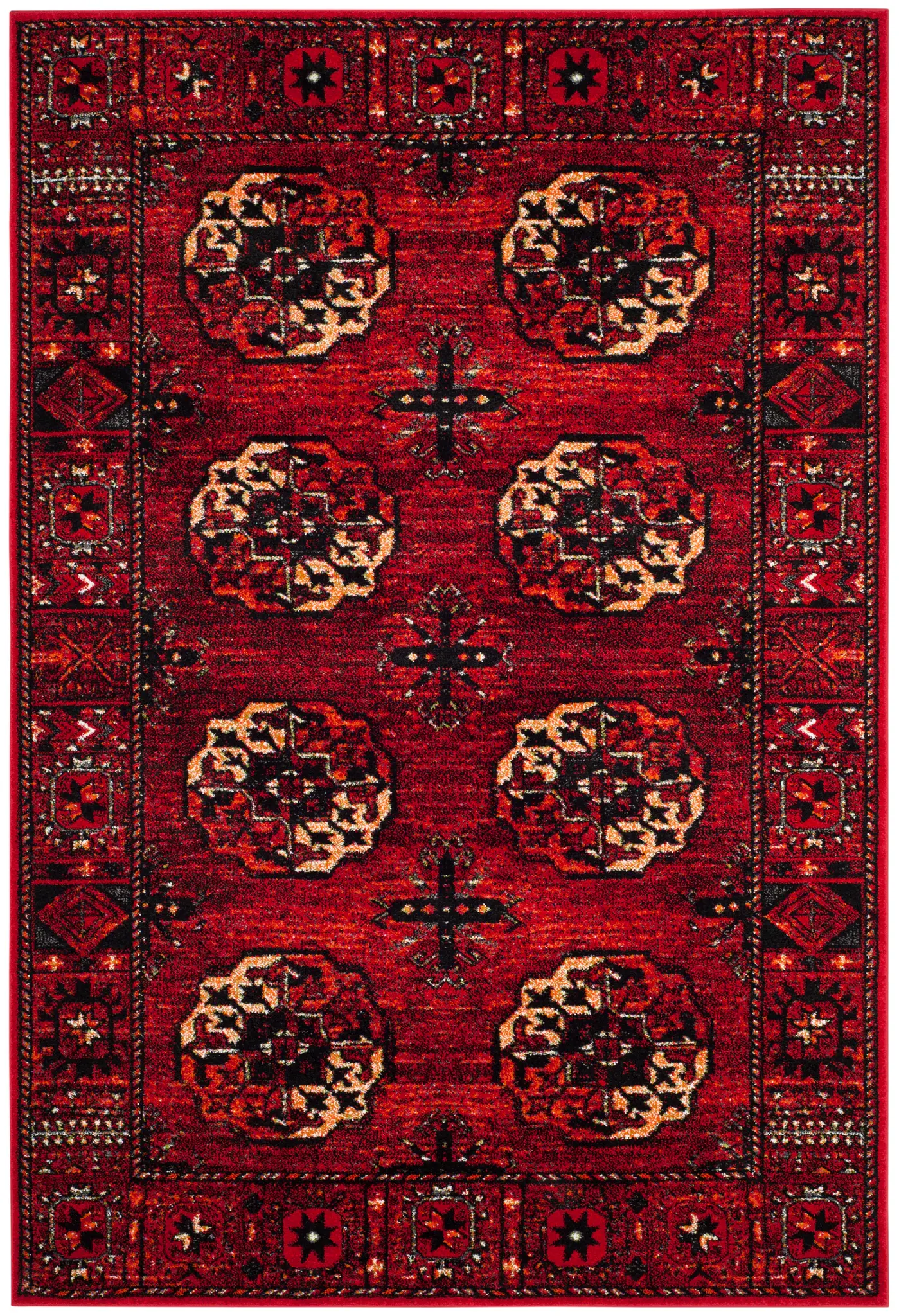 Vintage Hamadan Medallion Border Rug