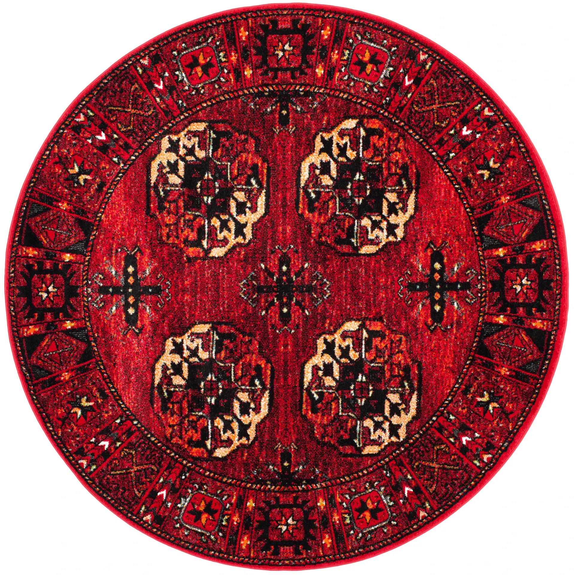 Vintage Hamadan Medallion Border Rug