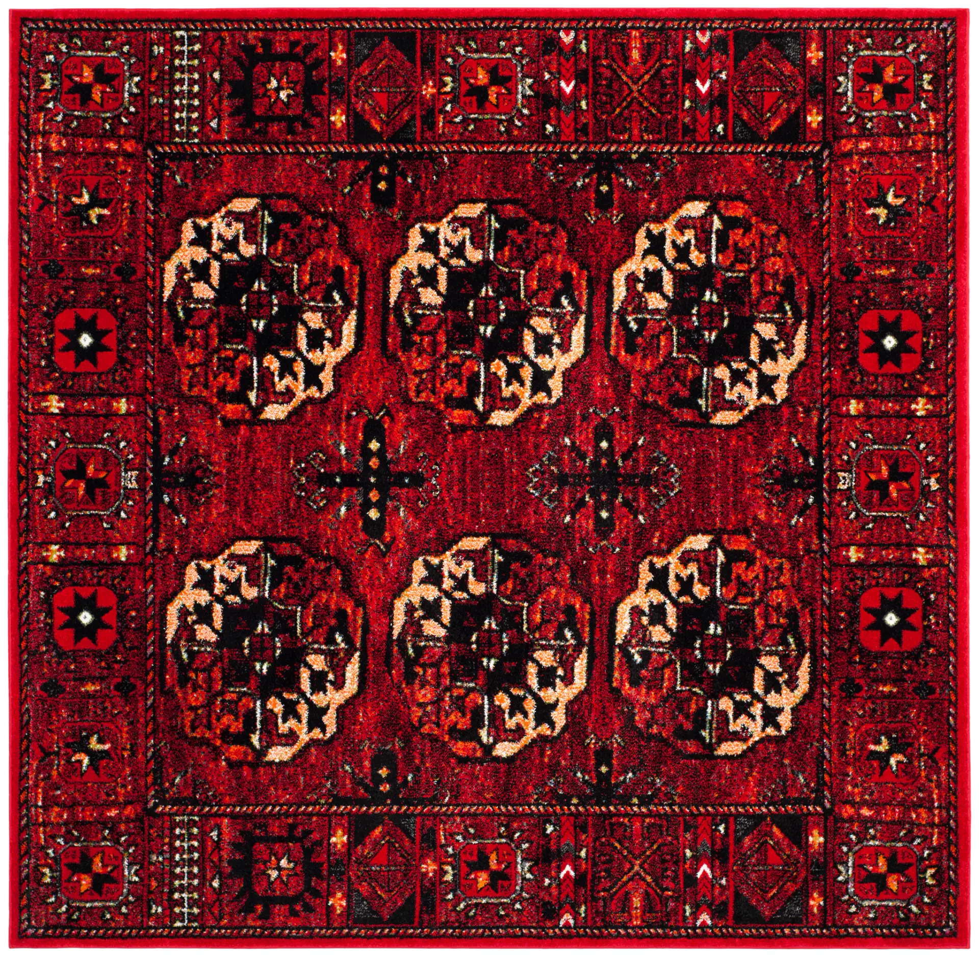 Vintage Hamadan Medallion Border Rug
