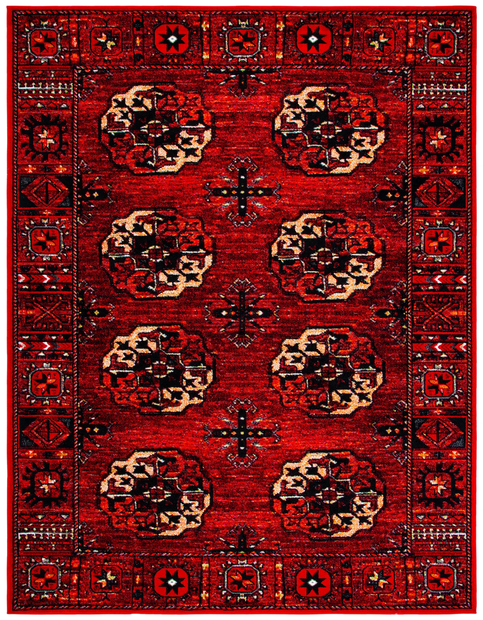 Vintage Hamadan Medallion Border Rug