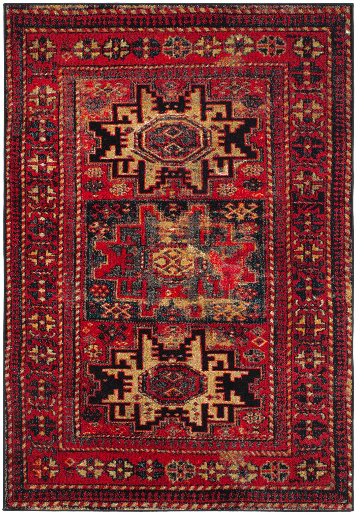 Vintage Hamadan Tribal Medallion Rug