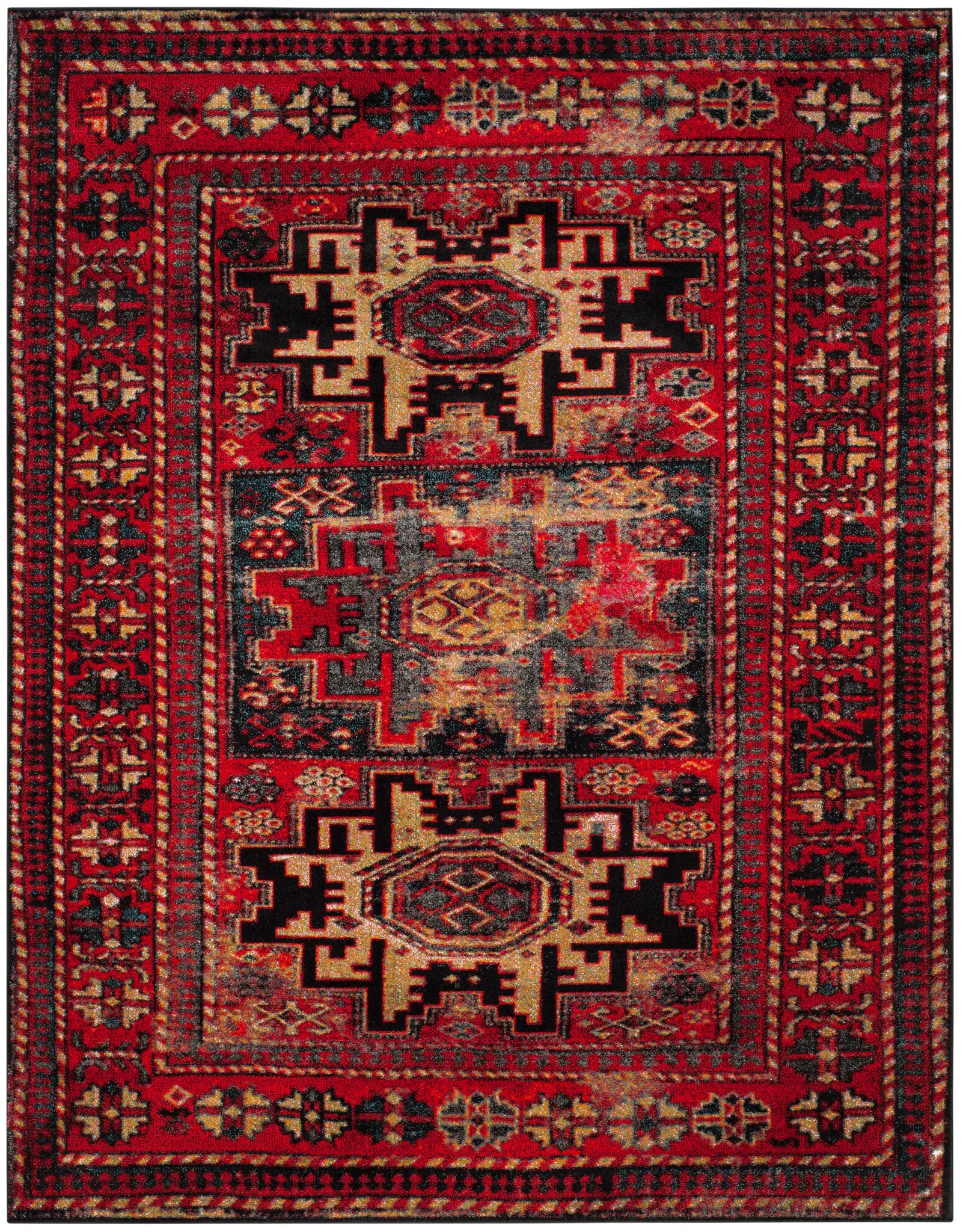 Vintage Hamadan Tribal Medallion Rug