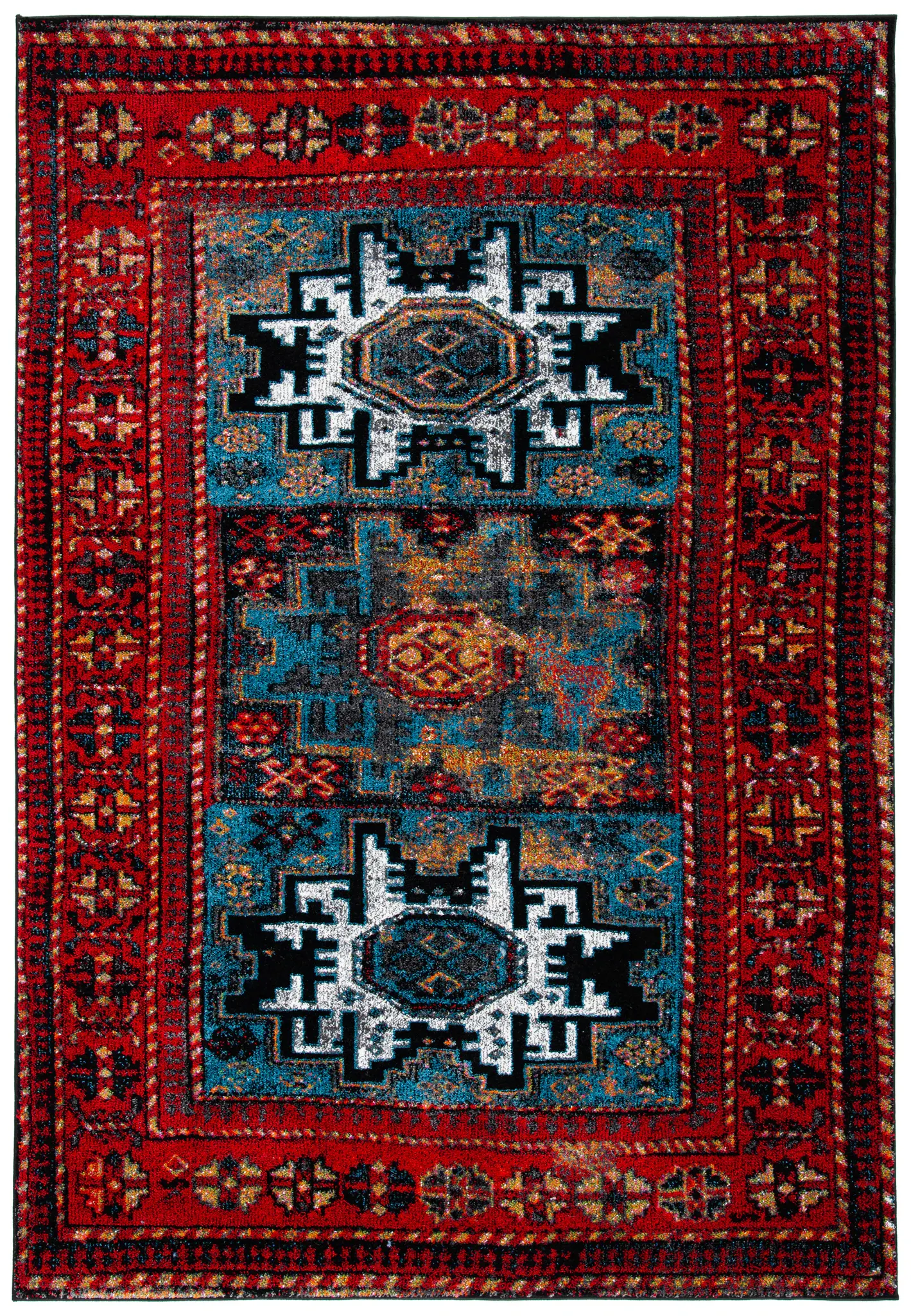 Vintage Hamadan Tribal Medallion Rug
