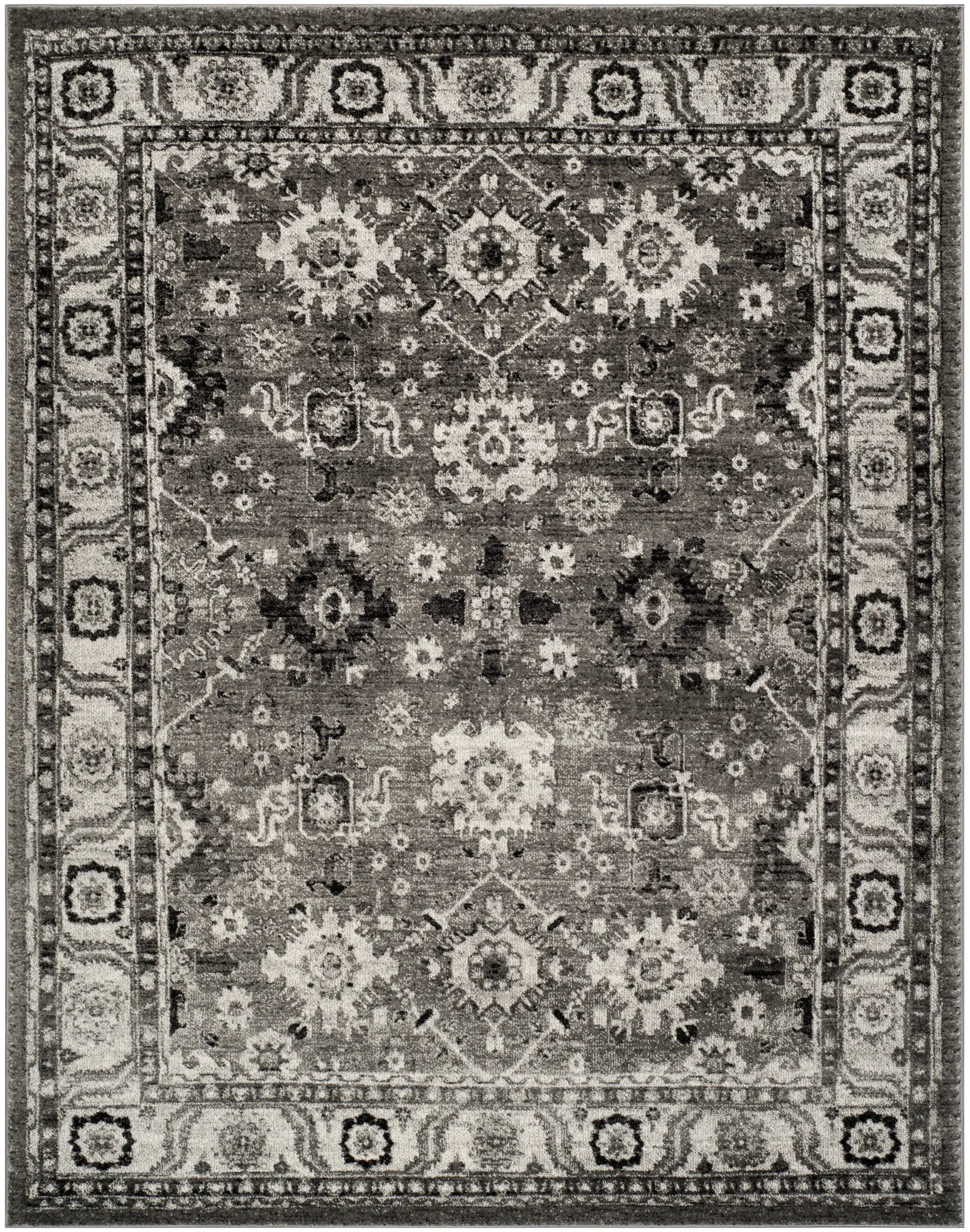 Vintage Hamadan Rosette Bordered Rug