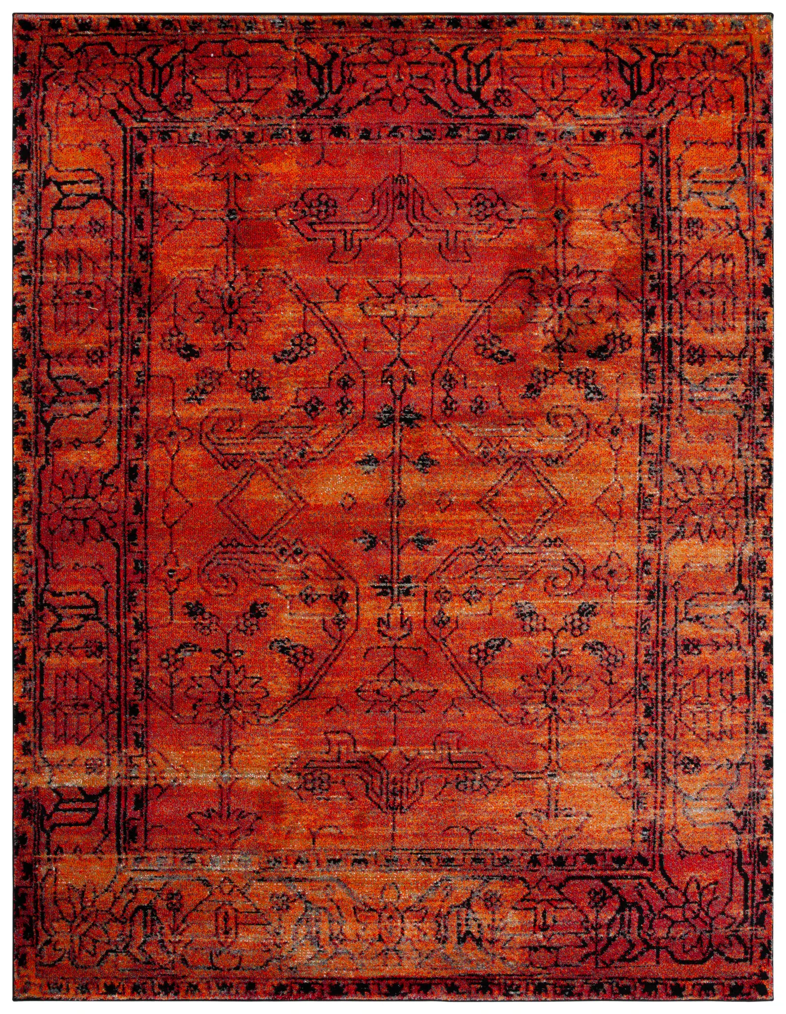 Vintage Hamadan Bordered Rug