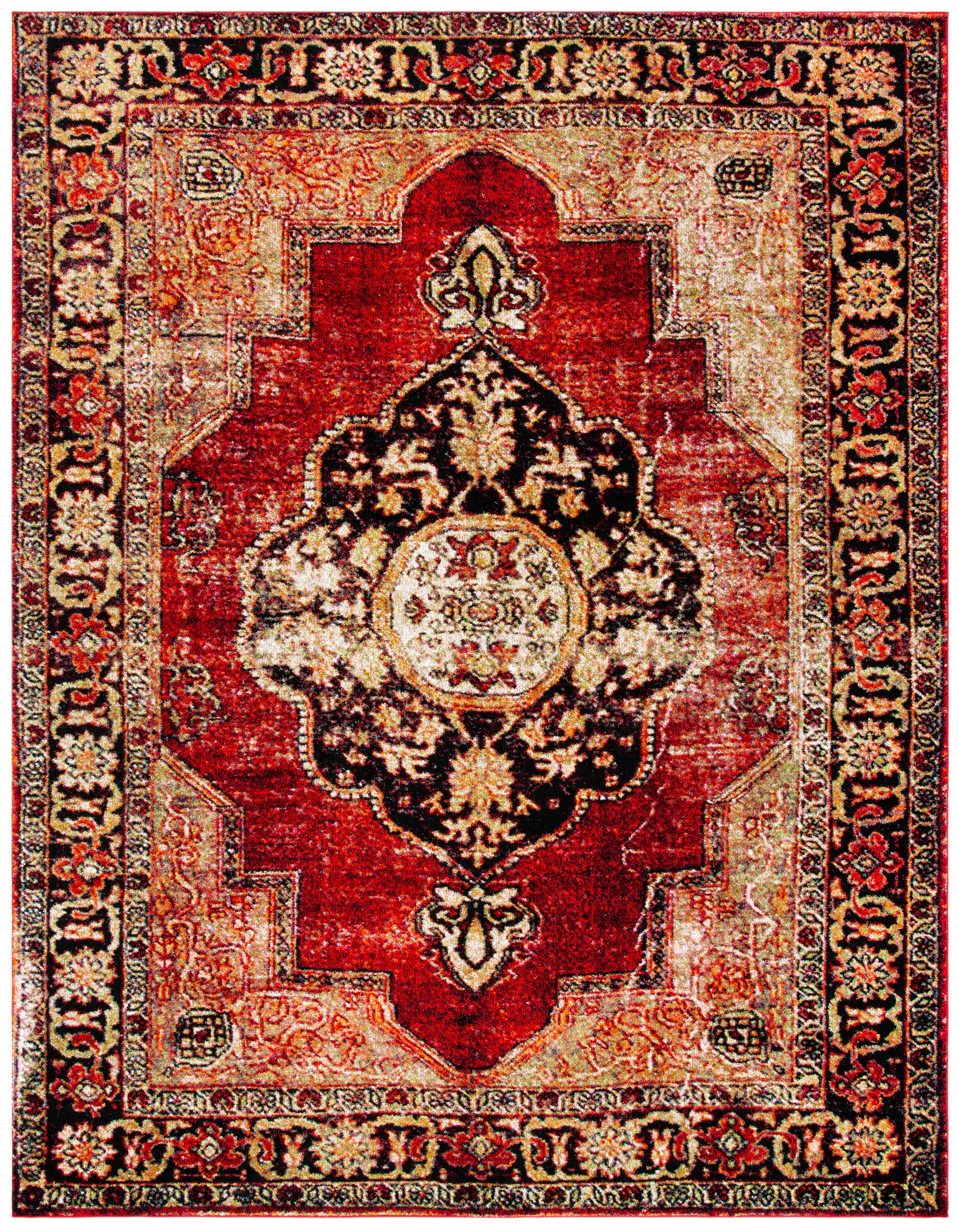 Vintage Hamadan Floral Medallion Rug
