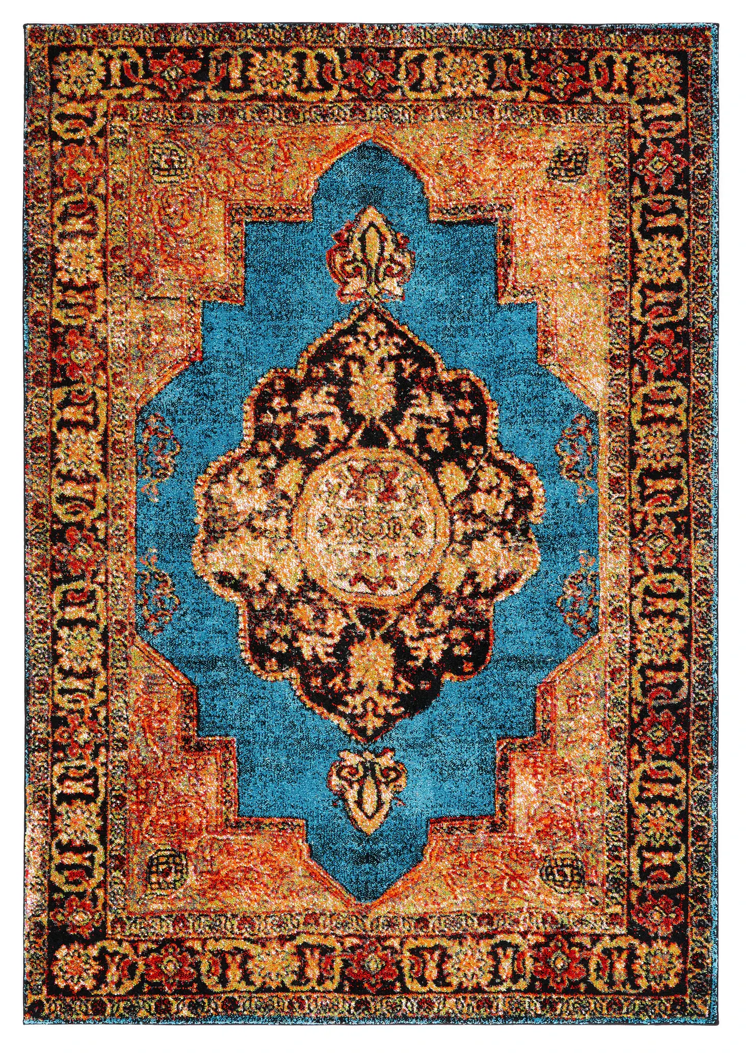 Vintage Hamadan Floral Medallion Rug
