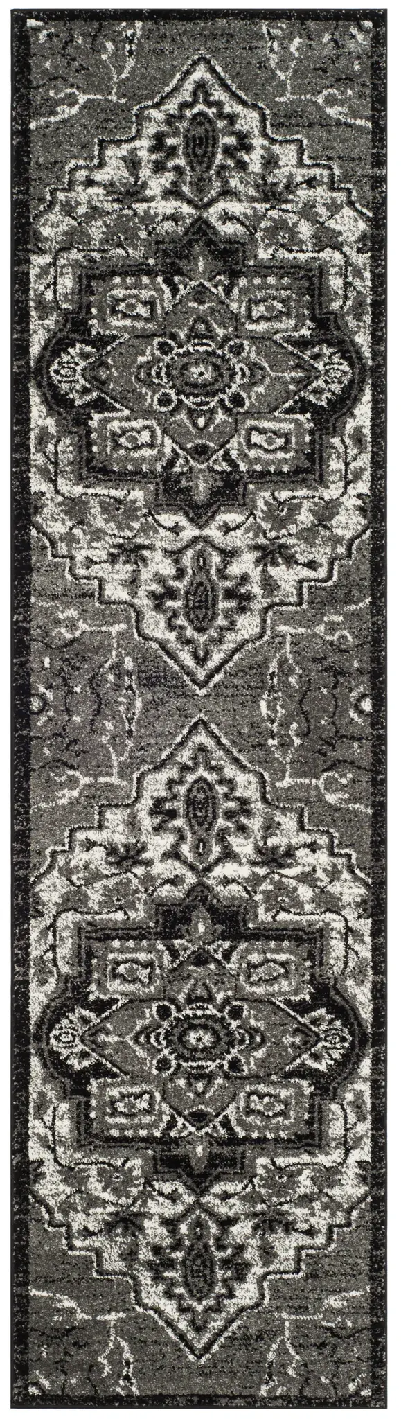 Vintage Hamadan Floral Stepped Medallion Rug