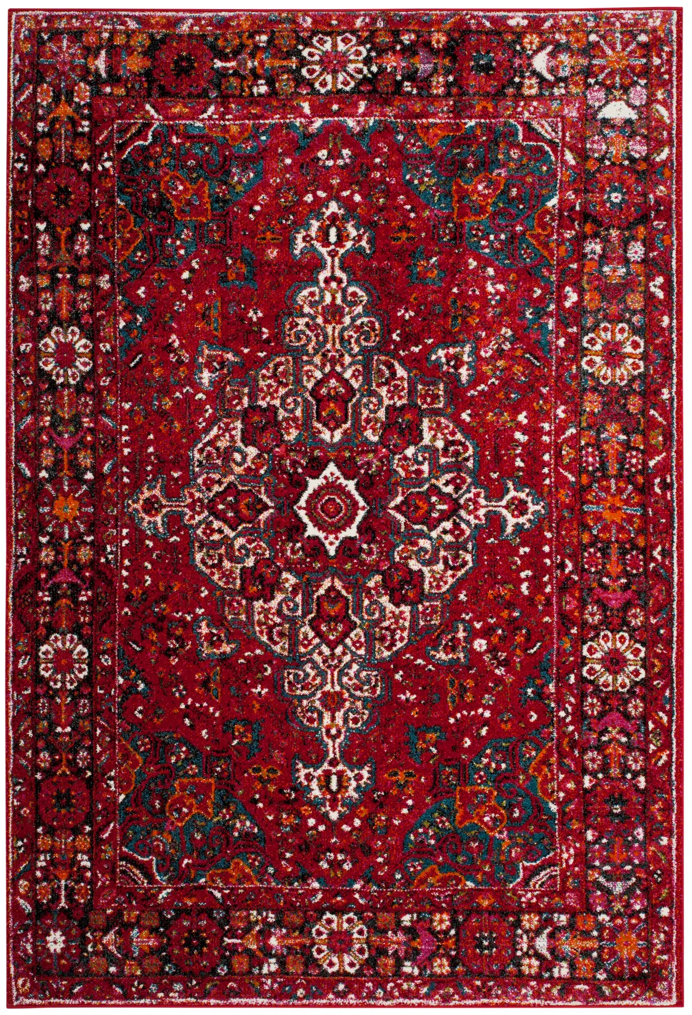 Vintage Hamadan Floral Arabesque Medallion Rug