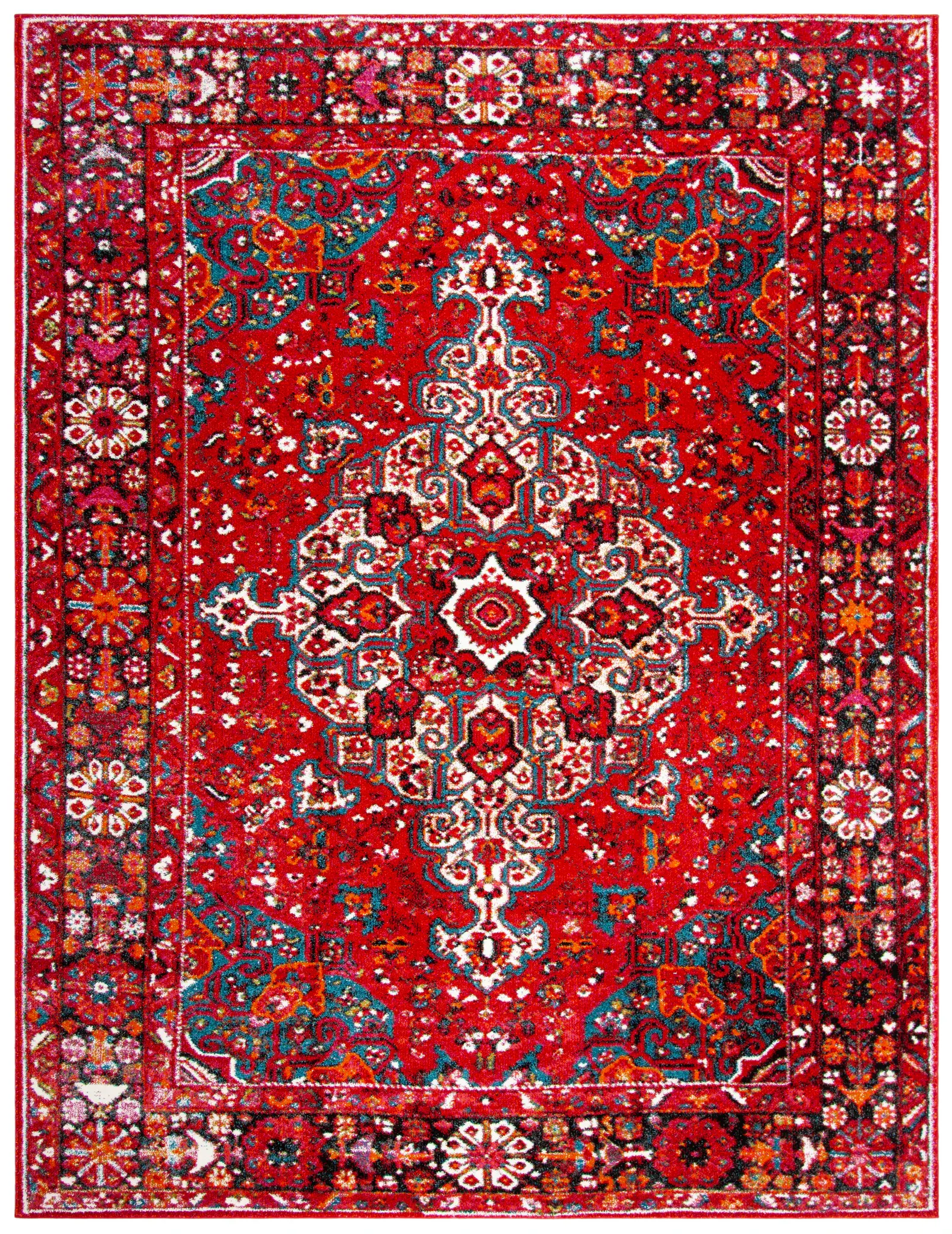 Vintage Hamadan Floral Arabesque Medallion Rug