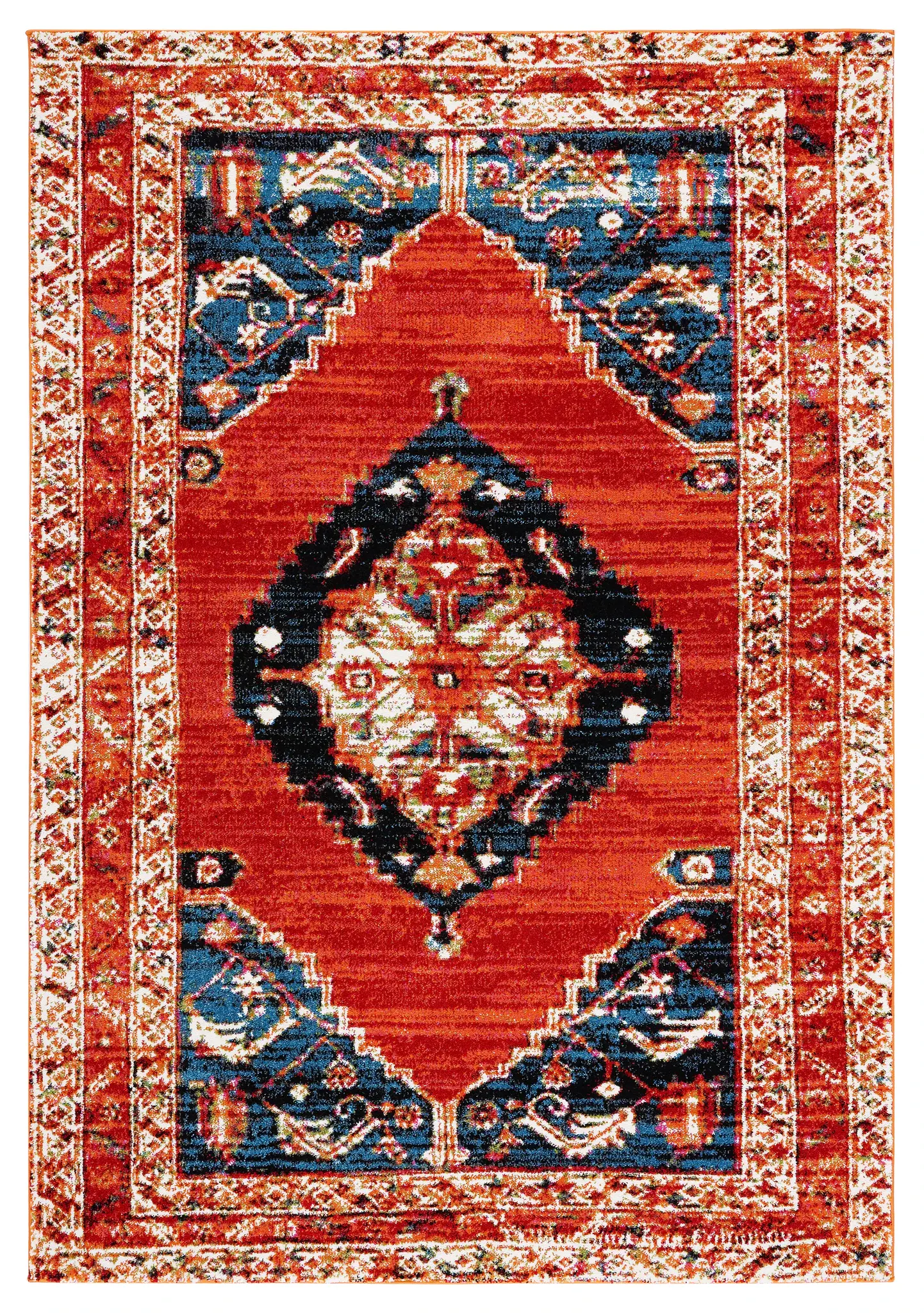 Vintage Hamadan Stepped Medallion Rug