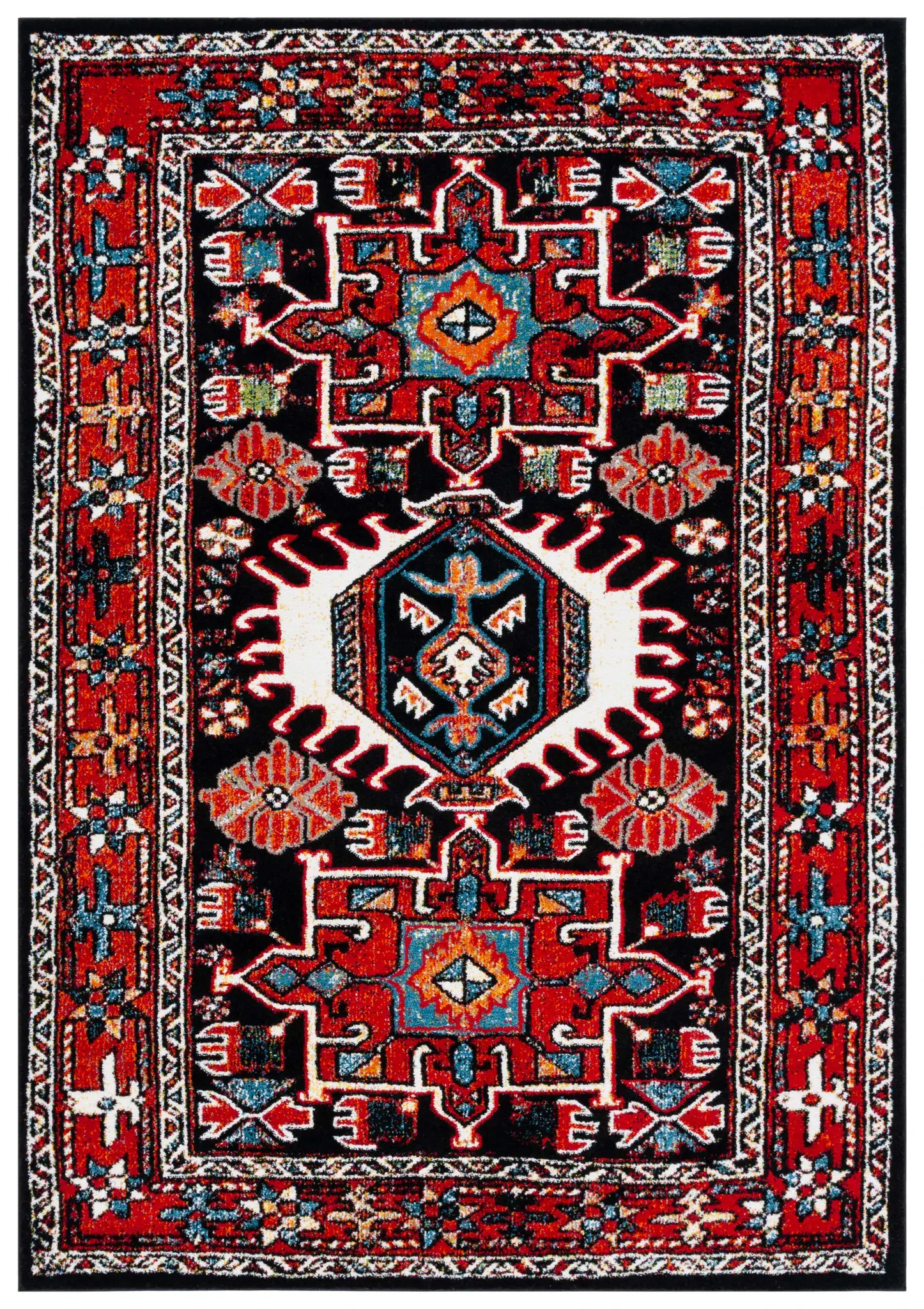 Vintage Hamadan Tribal Serrated Diamond Rug