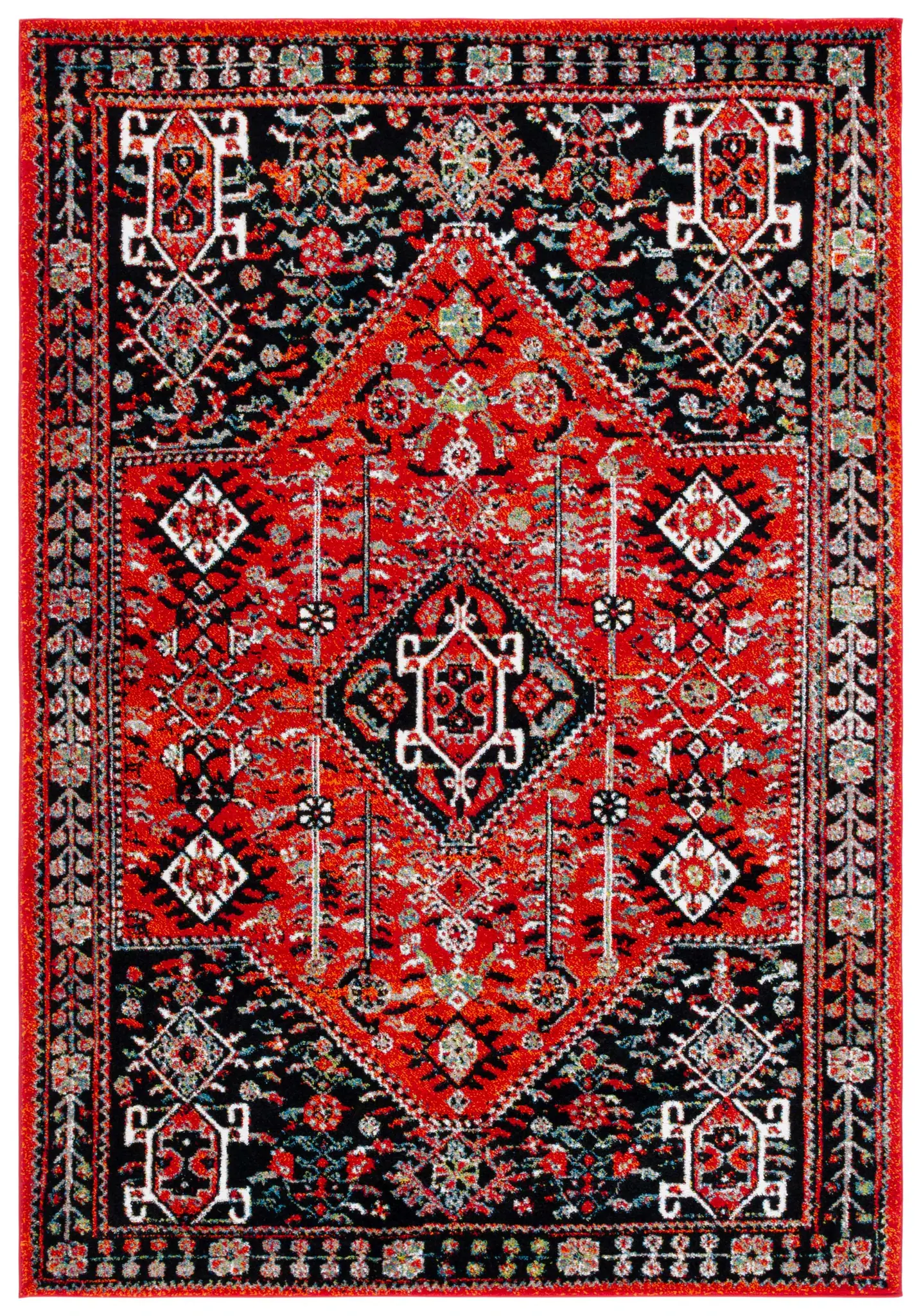 Vintage Hamadan Nested Medallion Rug