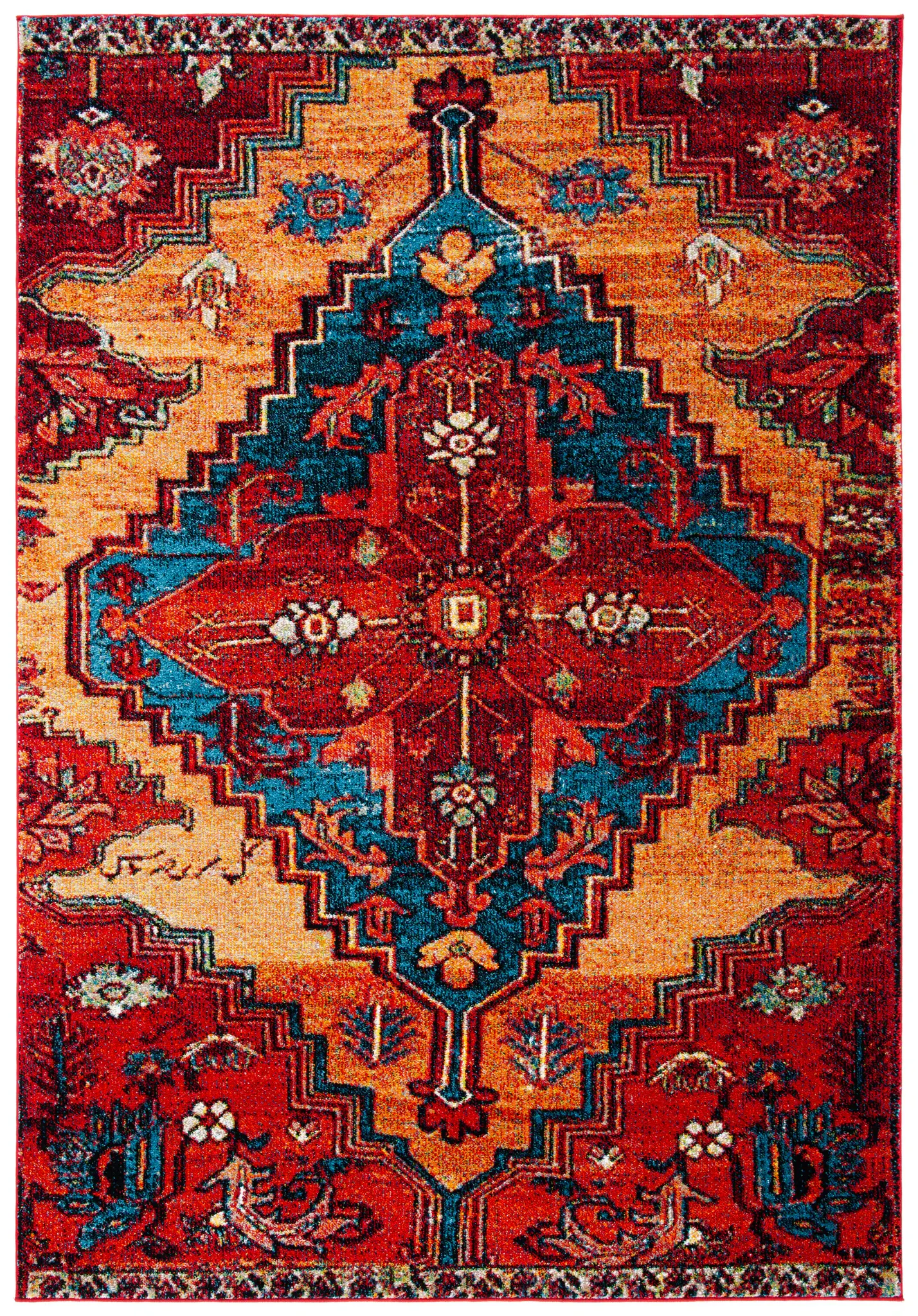 Vintage Hamadan Cross Diamond Medallion Rug