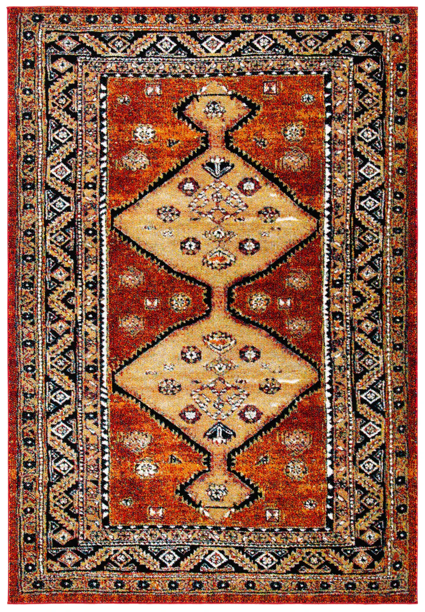 Vintage Hamadan Tribal Diamond Rug