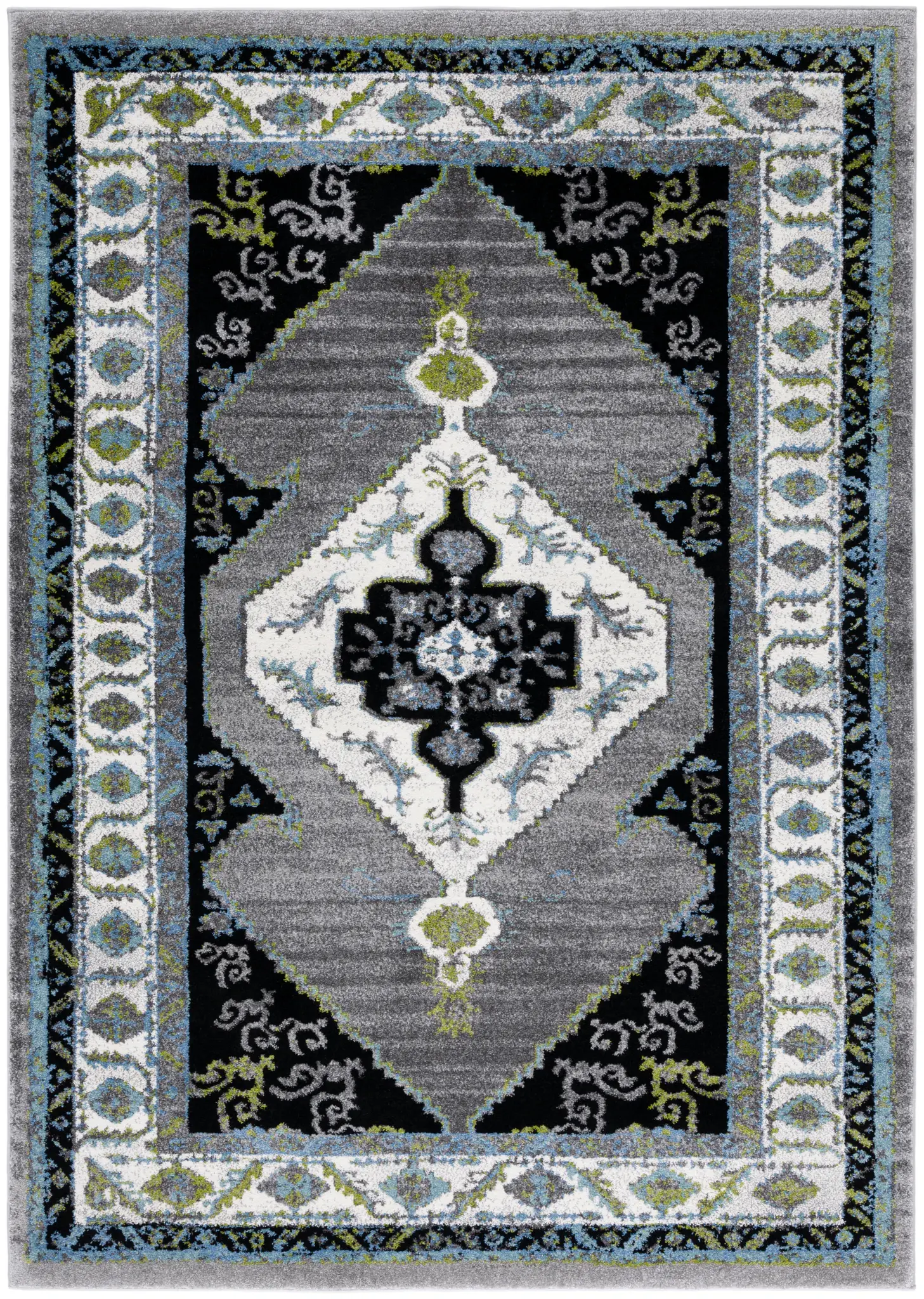 Vintage Hamadan Concentric Diamond Medallion Rug
