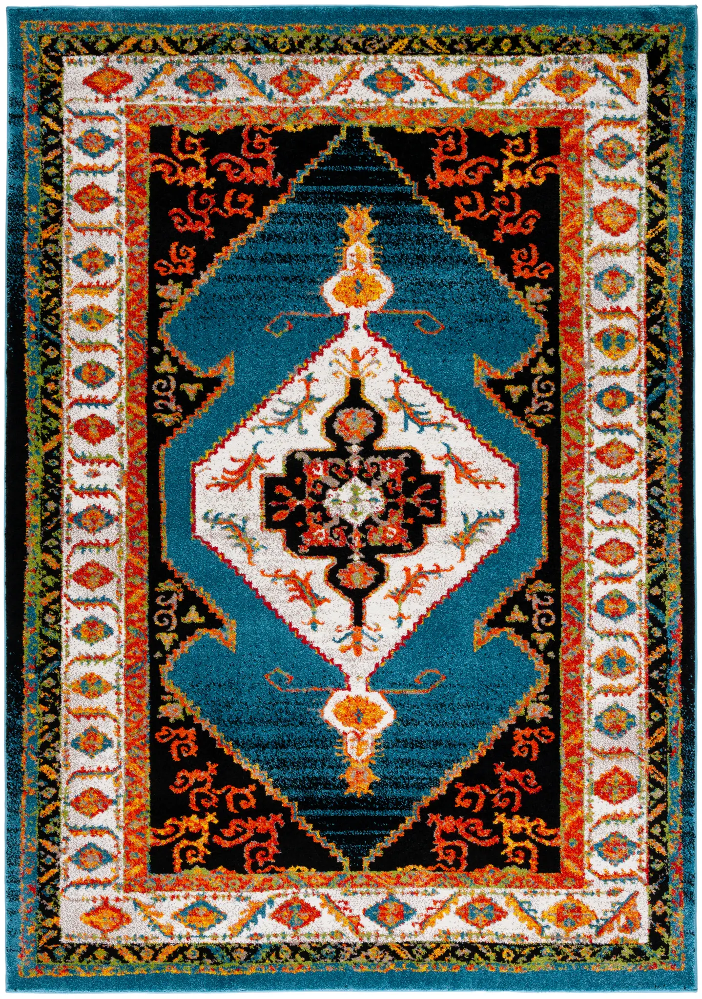 Vintage Hamadan Concentric Diamond Medallion Rug