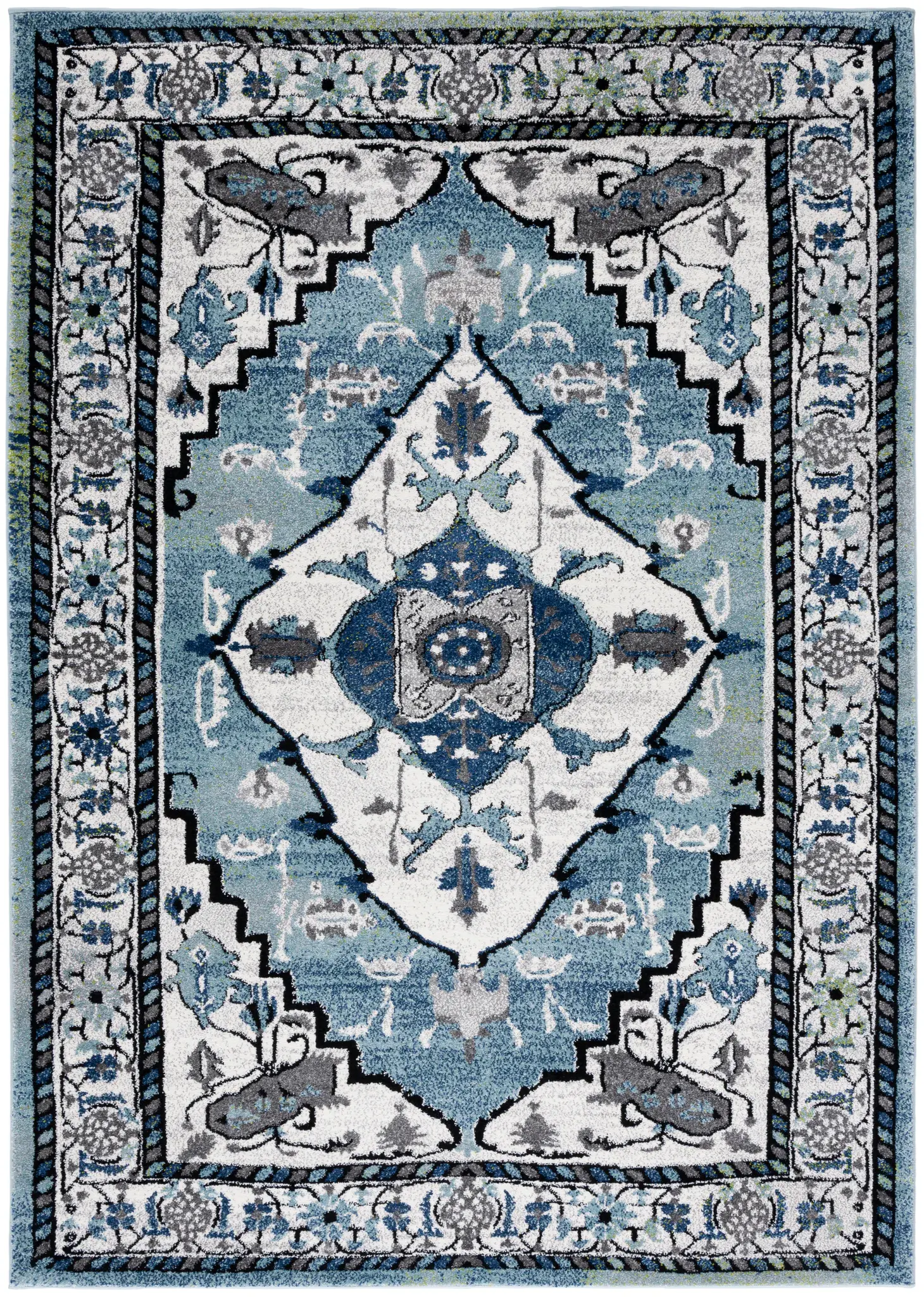 Vintage Hamadan Serrated Medallion Rug