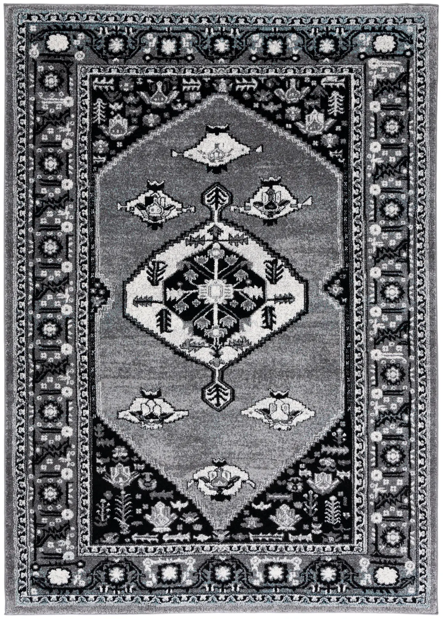 Vintage Hamadan Tribal Hexagon Rug