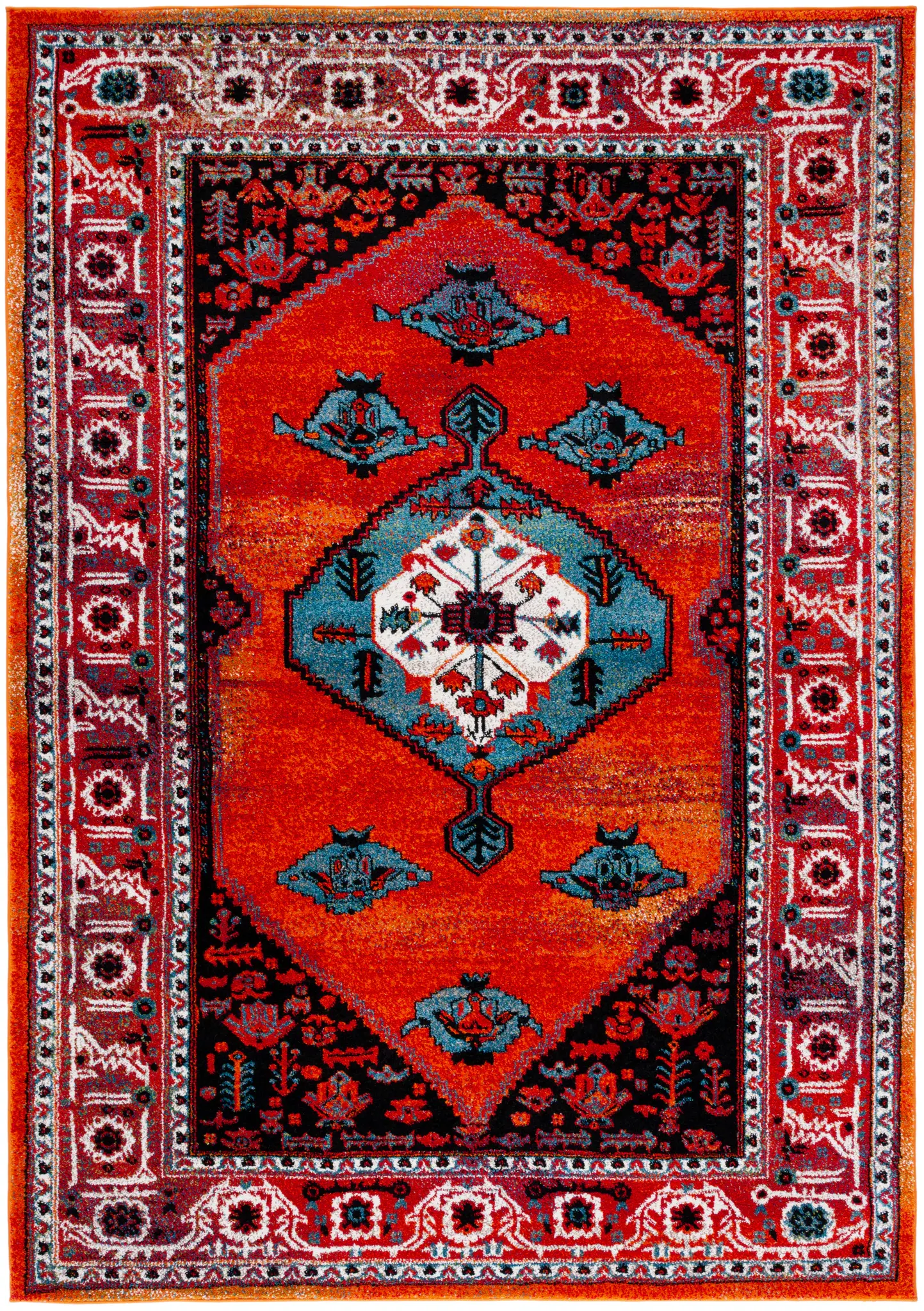 Vintage Hamadan Tribal Hexagon Rug