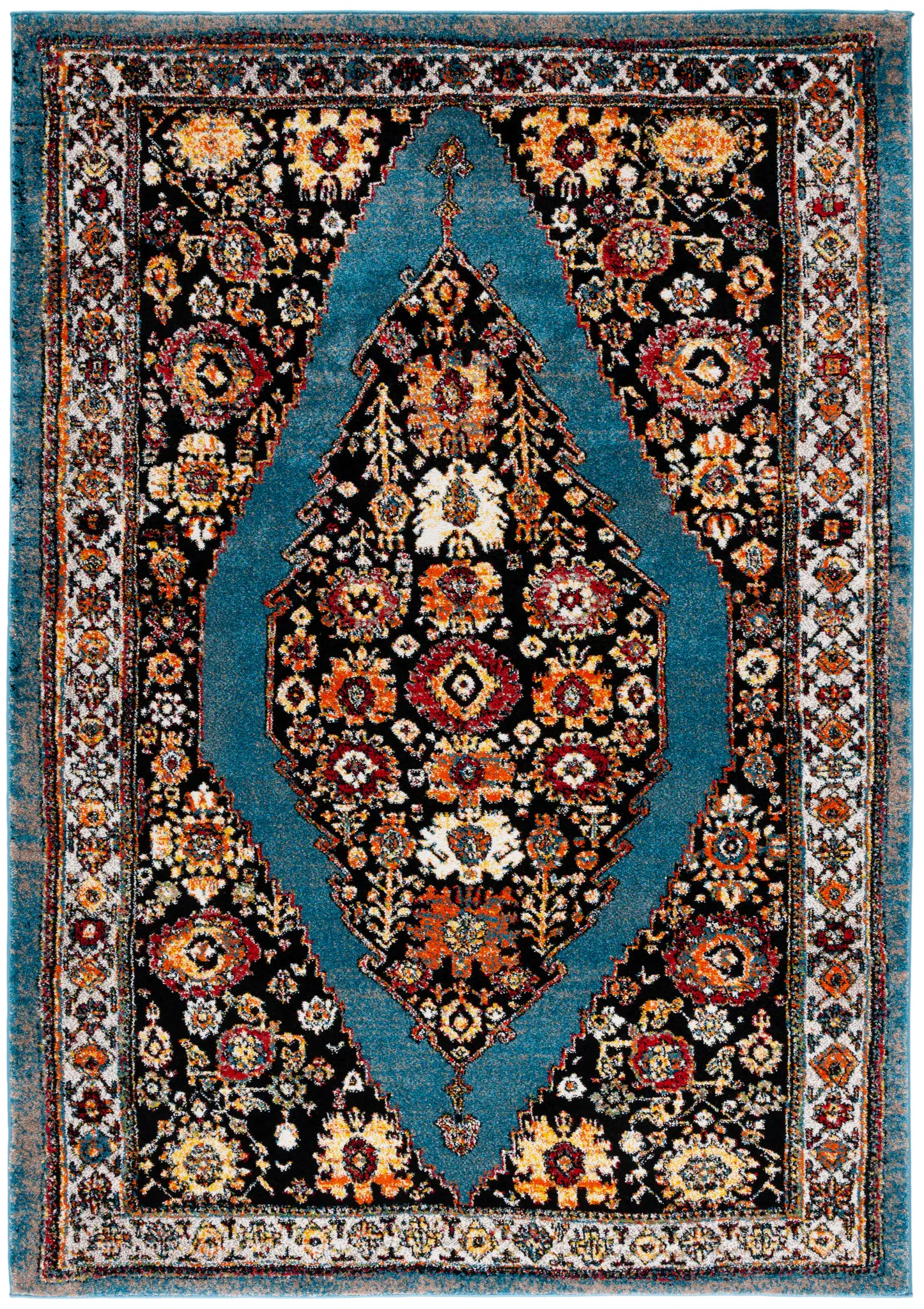 Vintage Hamadan Floral Diamond Medallion Rug