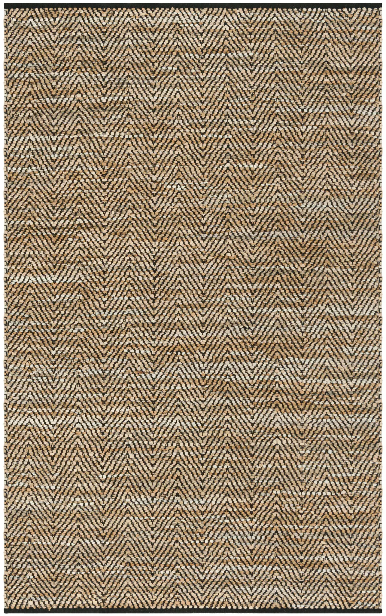 Vintage Leather Chevron Hand-Woven Rug