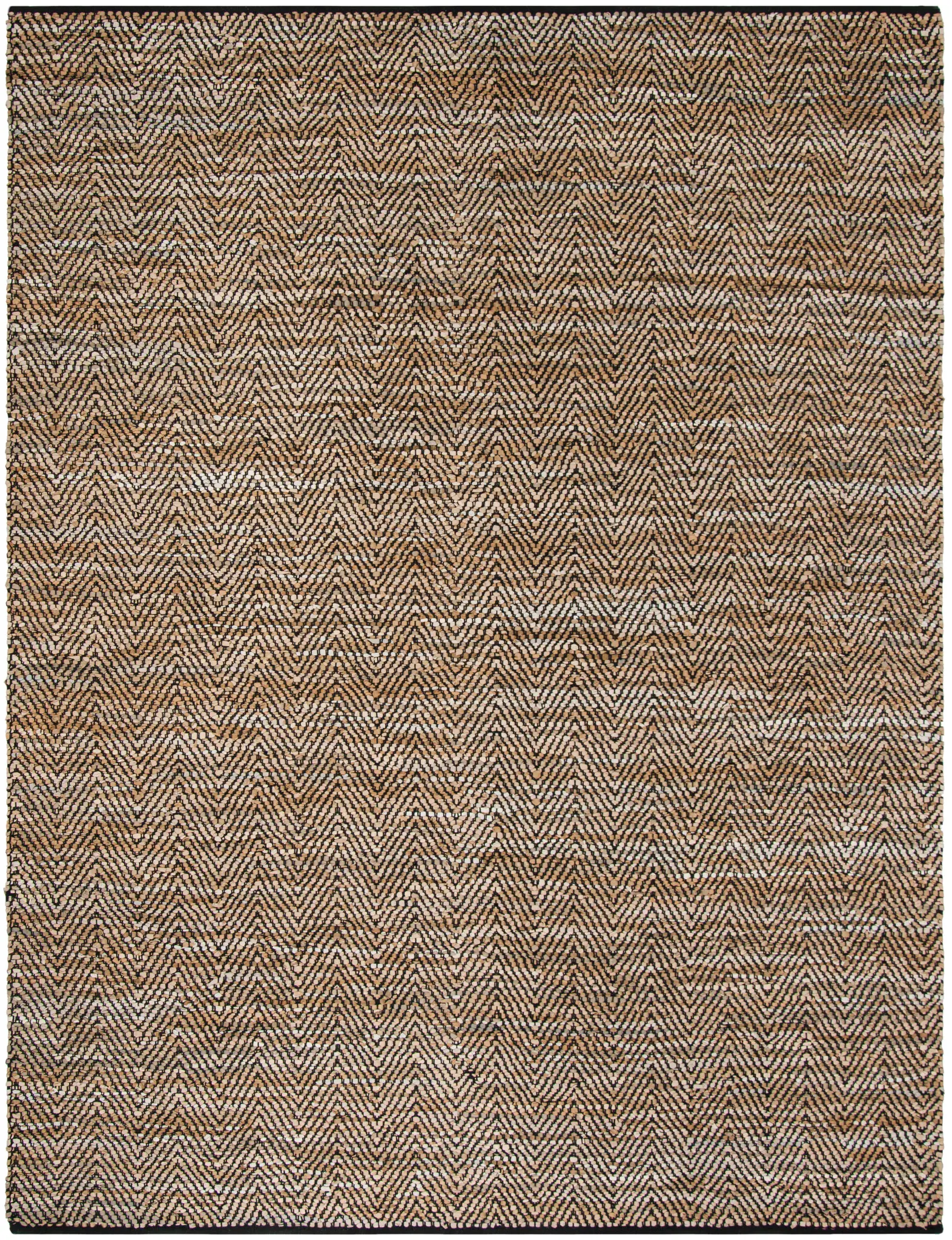 Vintage Leather Chevron Hand-Woven Rug