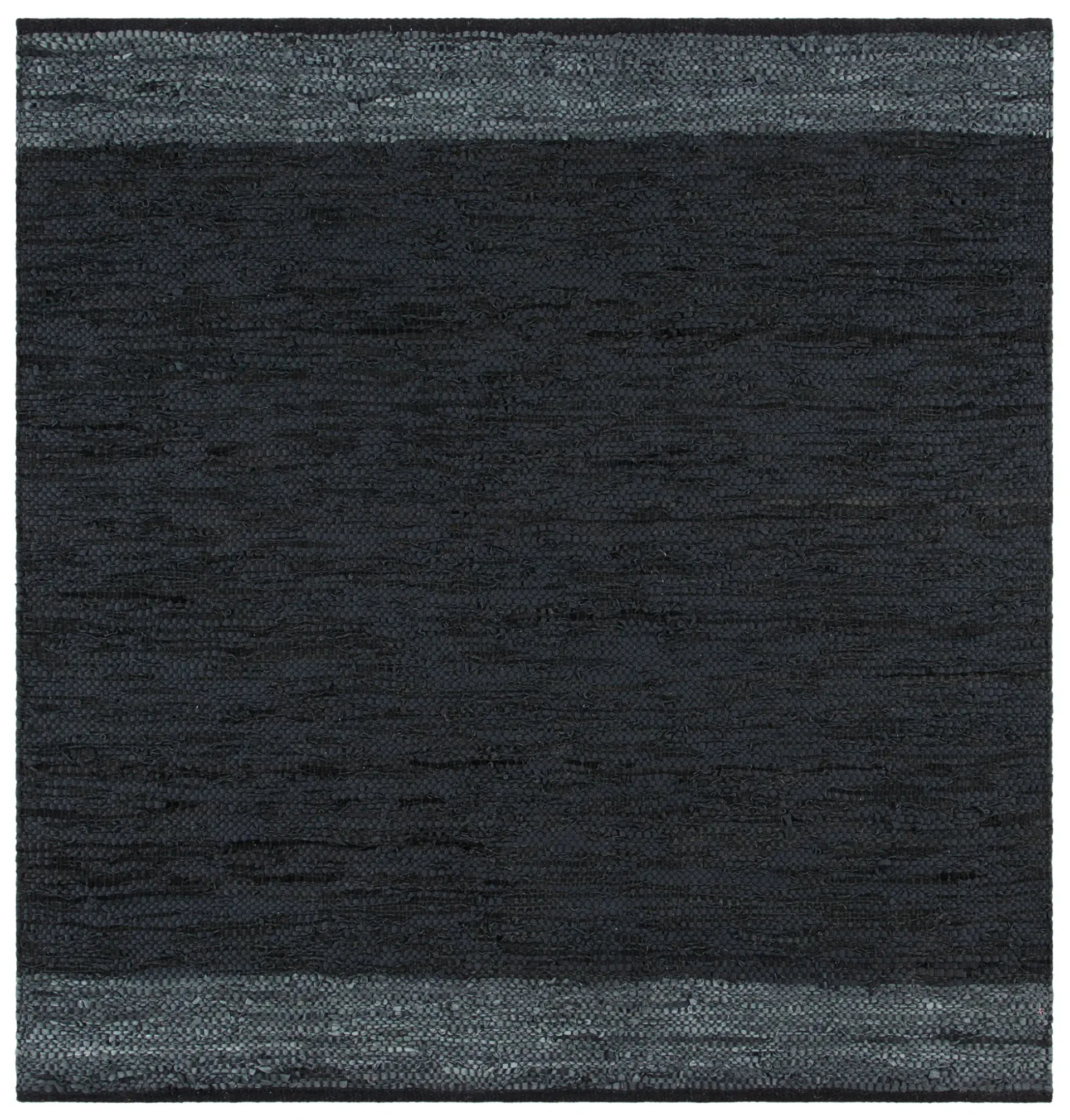 Vintage Leather Banded Hand-Woven Rug