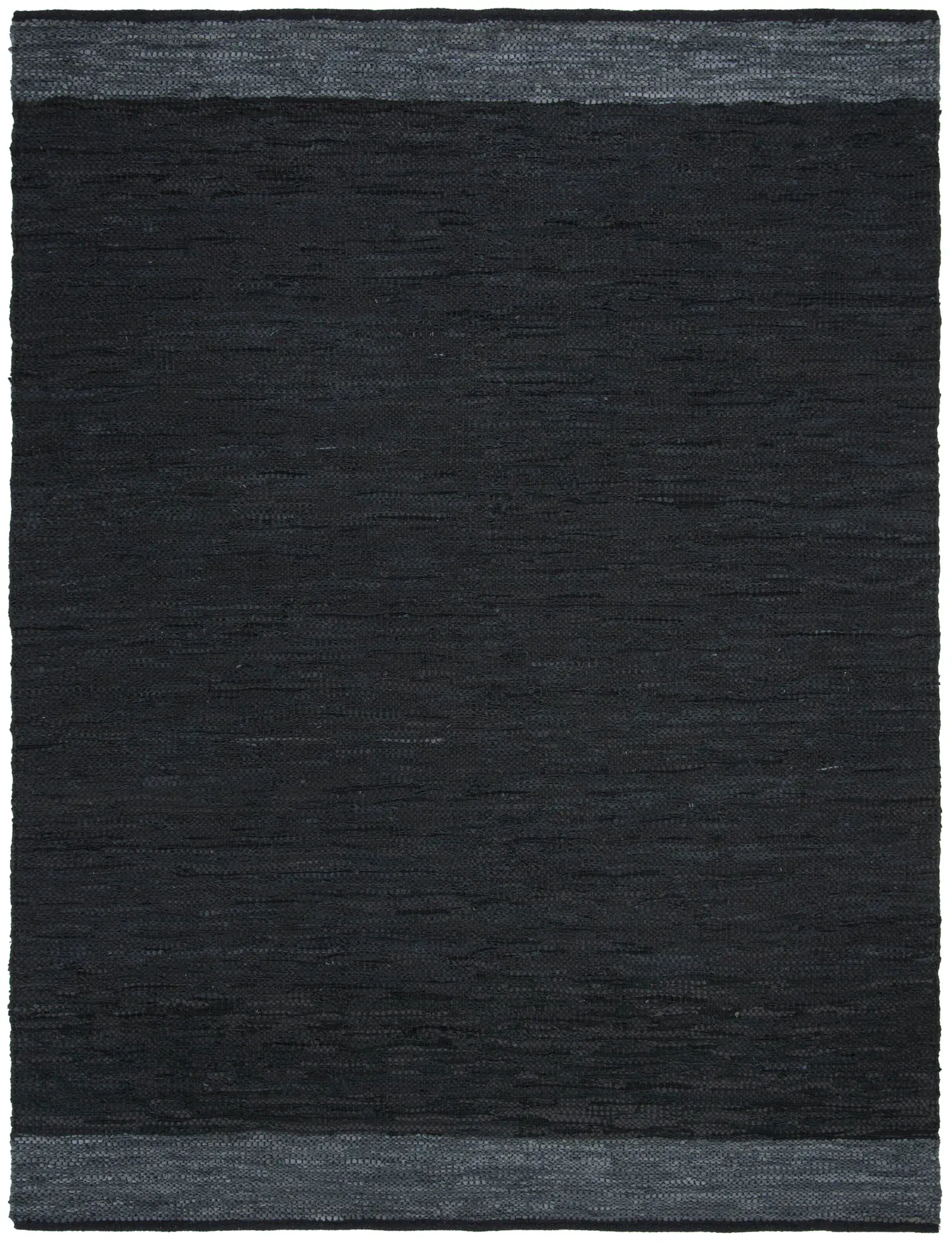 Vintage Leather Banded Hand-Woven Rug