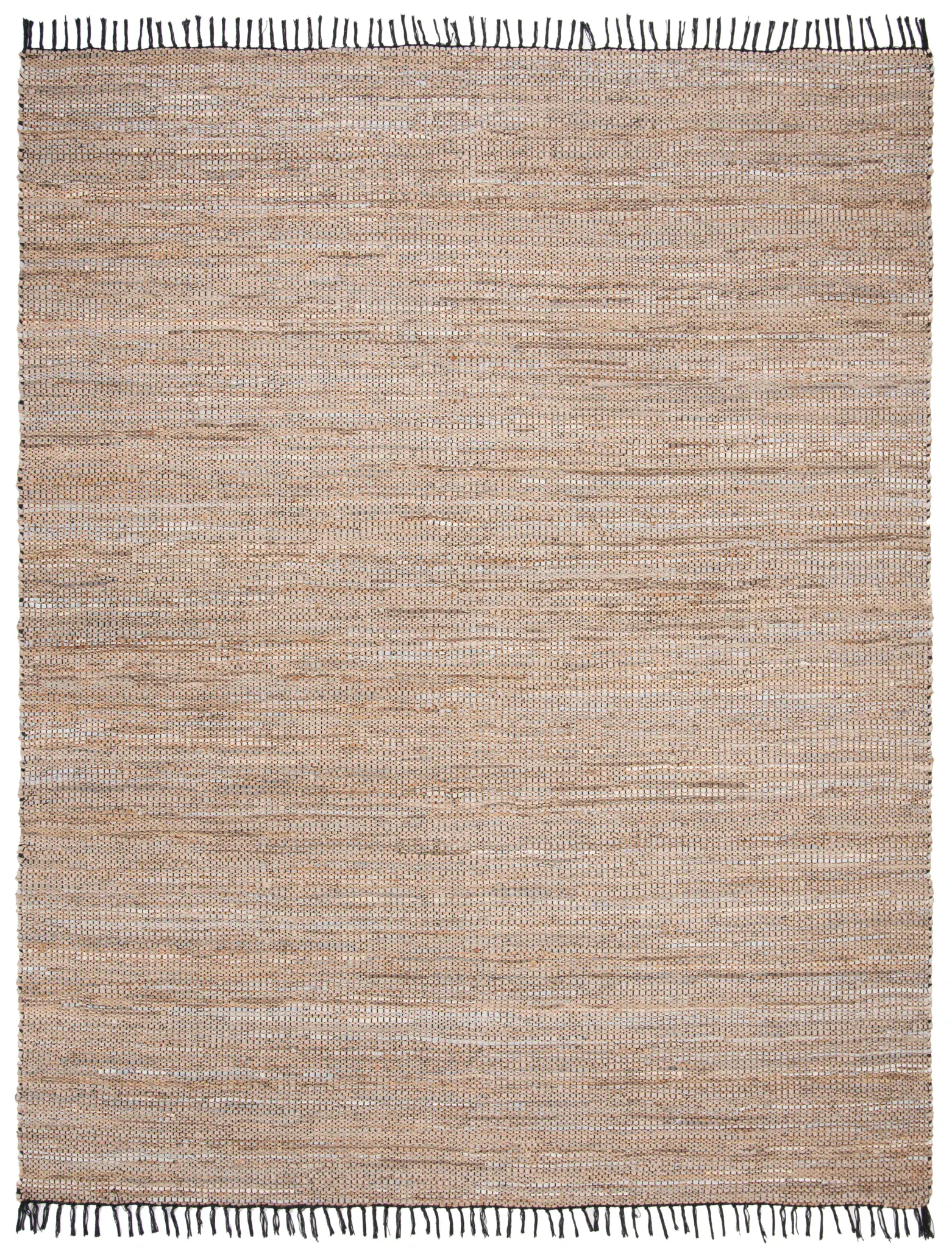 Vintage Leather Basketweave Hand-Woven Rug