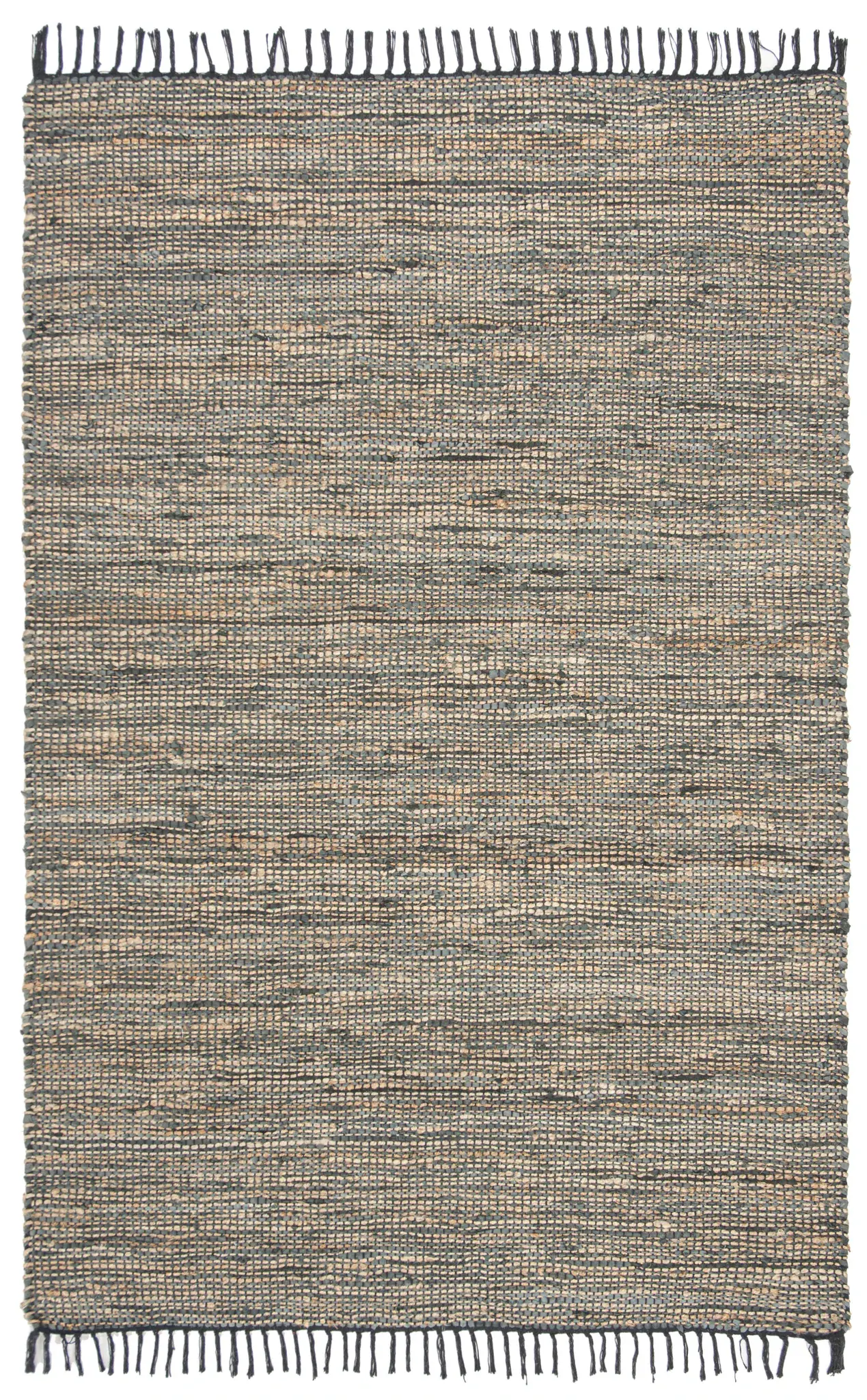 Vintage Leather Basketweave Hand-Woven Rug