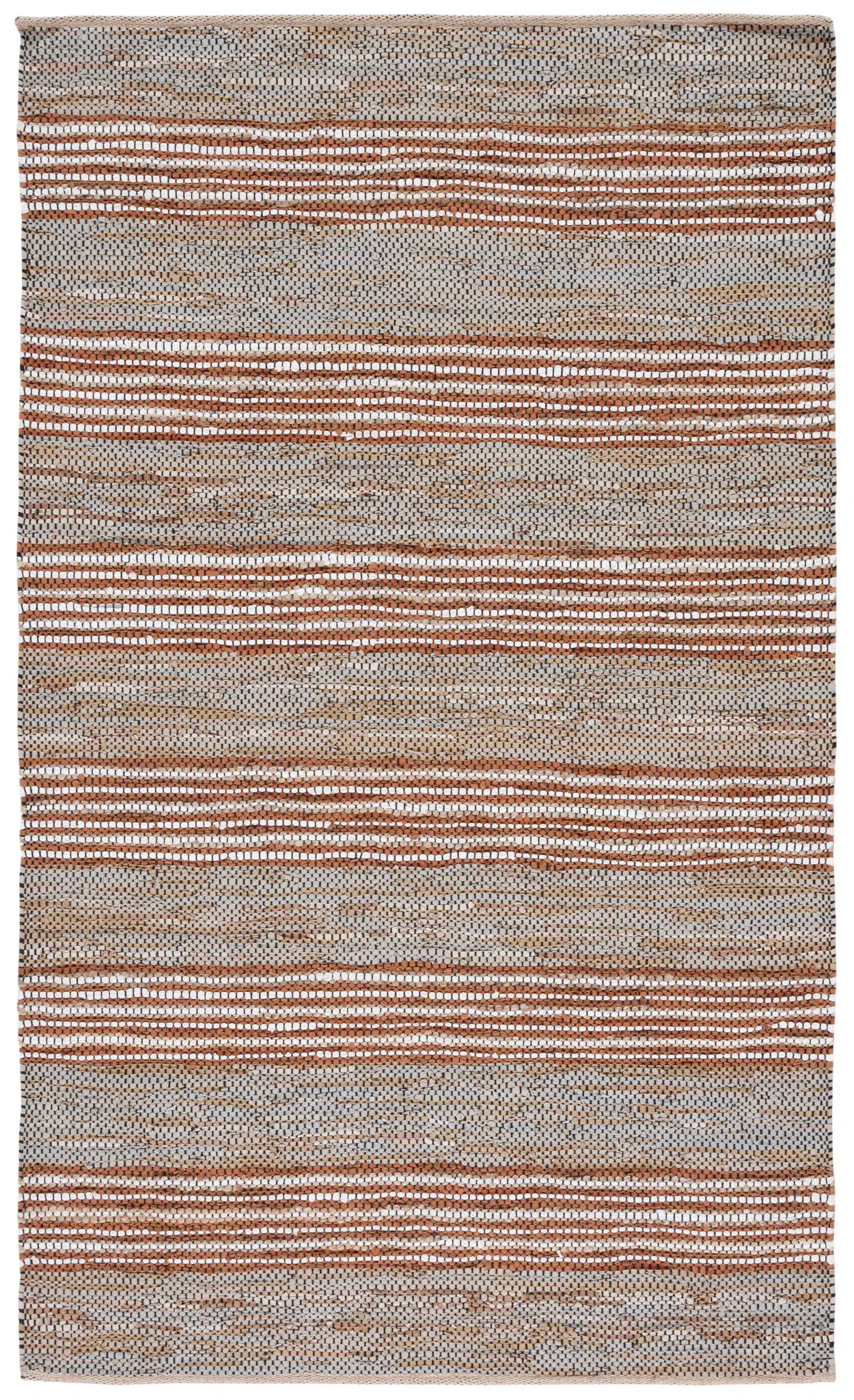 Vintage Leather Grouped Stripe Hand-Woven Rug