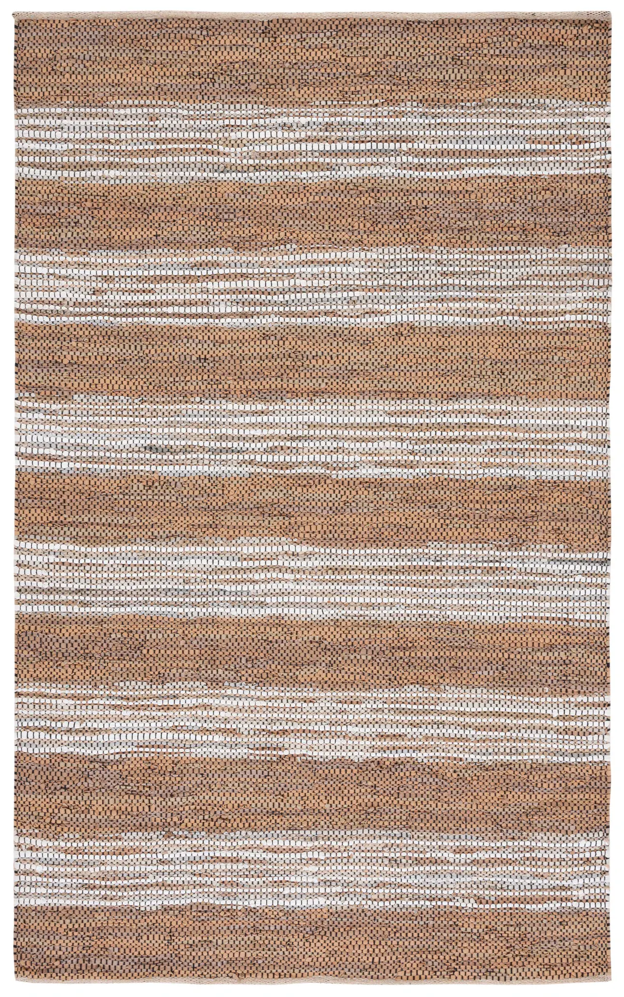 Vintage Leather Grouped Stripe Hand-Woven Rug